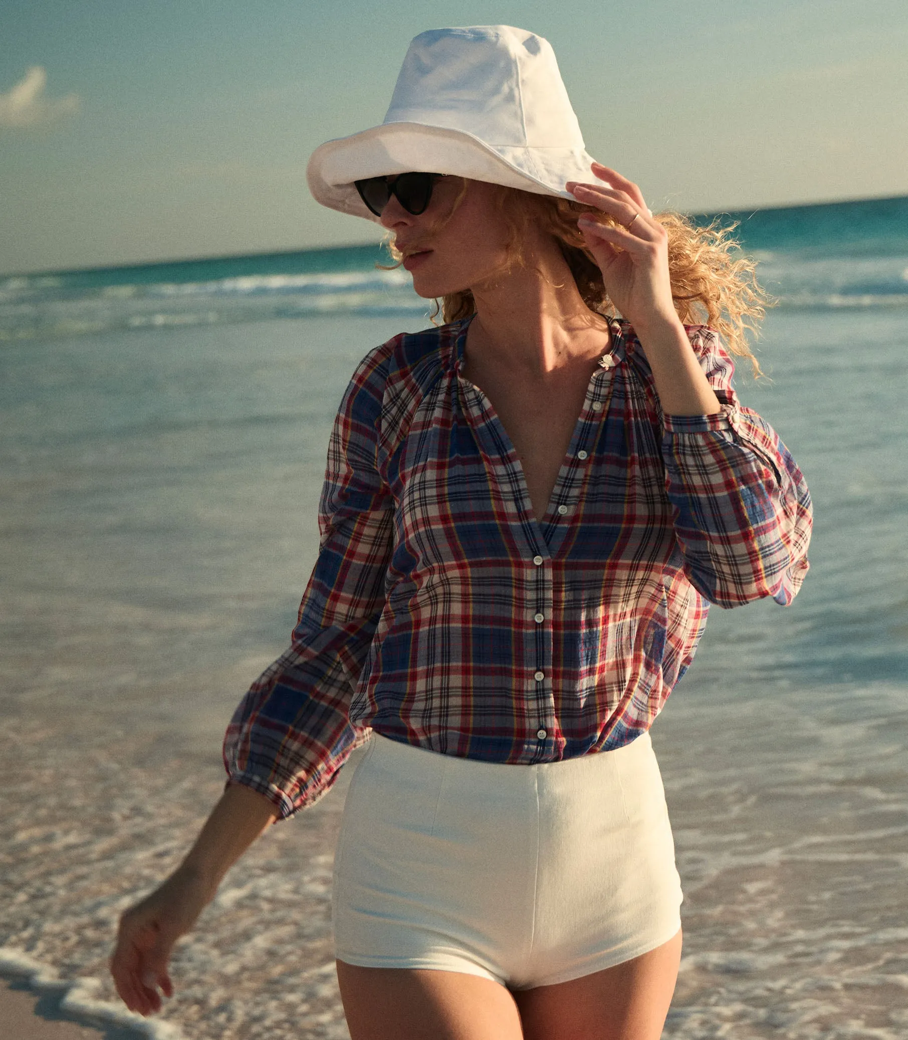 JANIS TOP -- COTE D'AZUR PLAID sold by Doen product image thumbnail 2