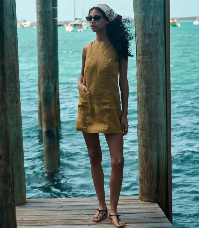 BENNETTE DRESS -- GOLDEN OLIVE sold by Doen
