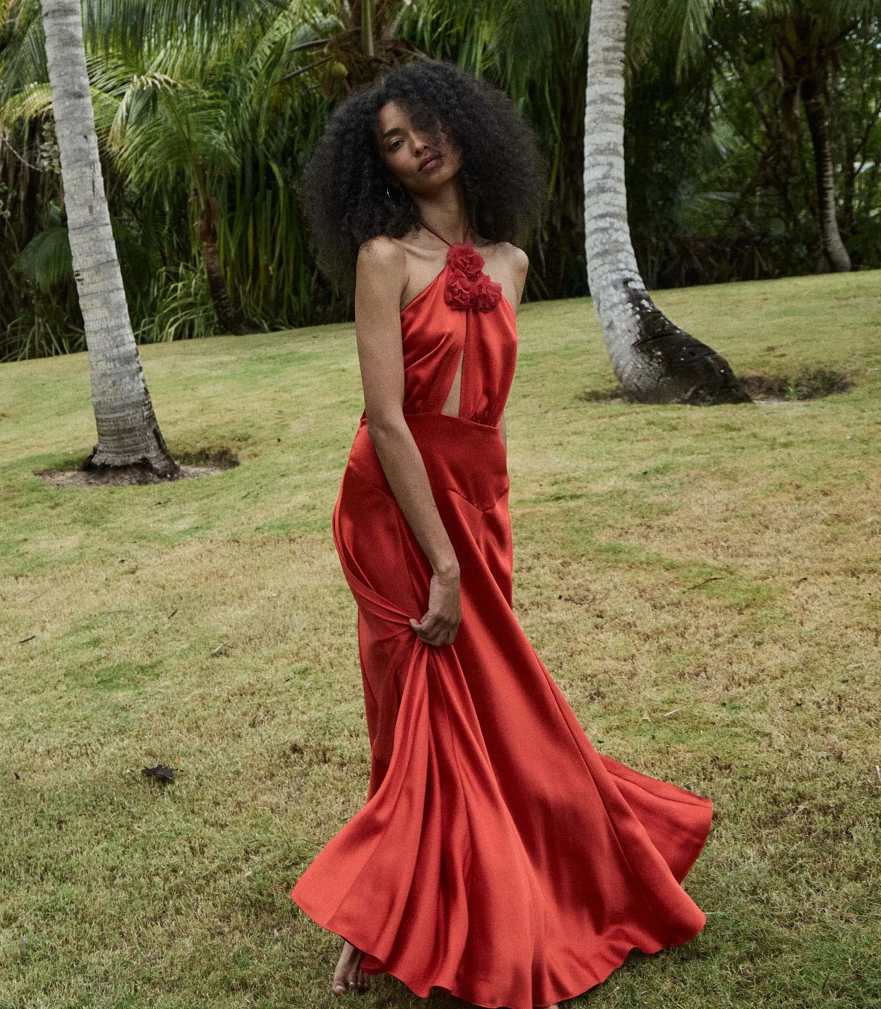 LILAIA DRESS -- FIERY CORAL sold by Doen