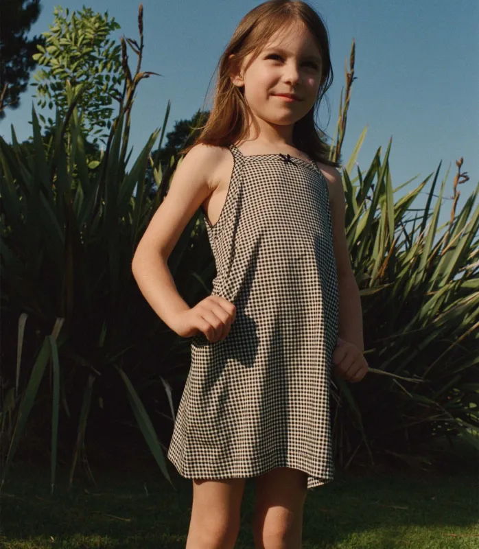 NIXIE DRESS -- NOIR LA MADDALENA GINGHAM made by Doen