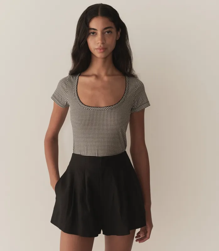 BRIGITTE TEE -- NOIR LA MADDALENA GINGHAM made by Doen