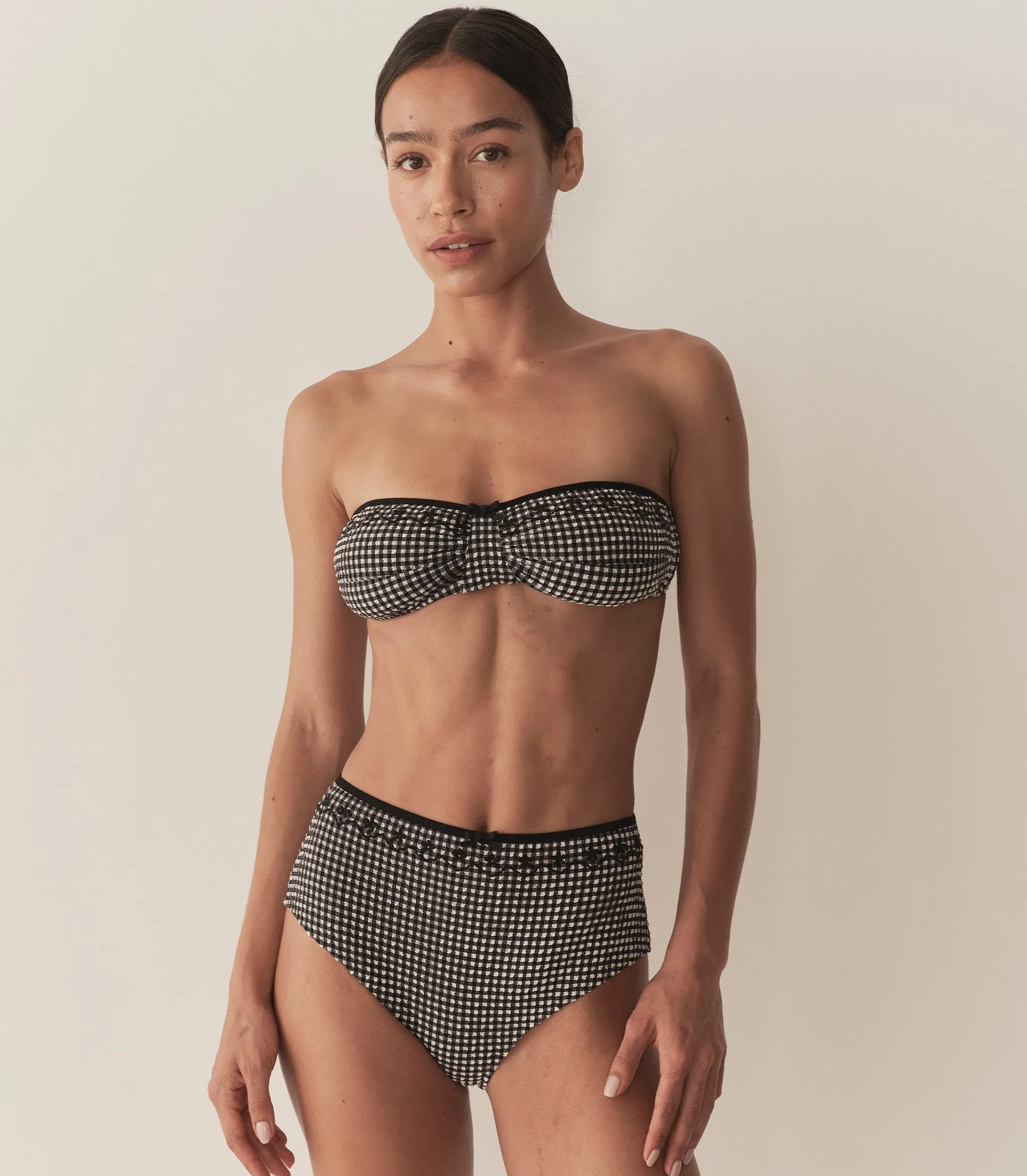 ALEX HIGH WAIST BIKINI BOTTOM -- LA MADDALENA GINGHAM sold by Doen product image thumbnail 4