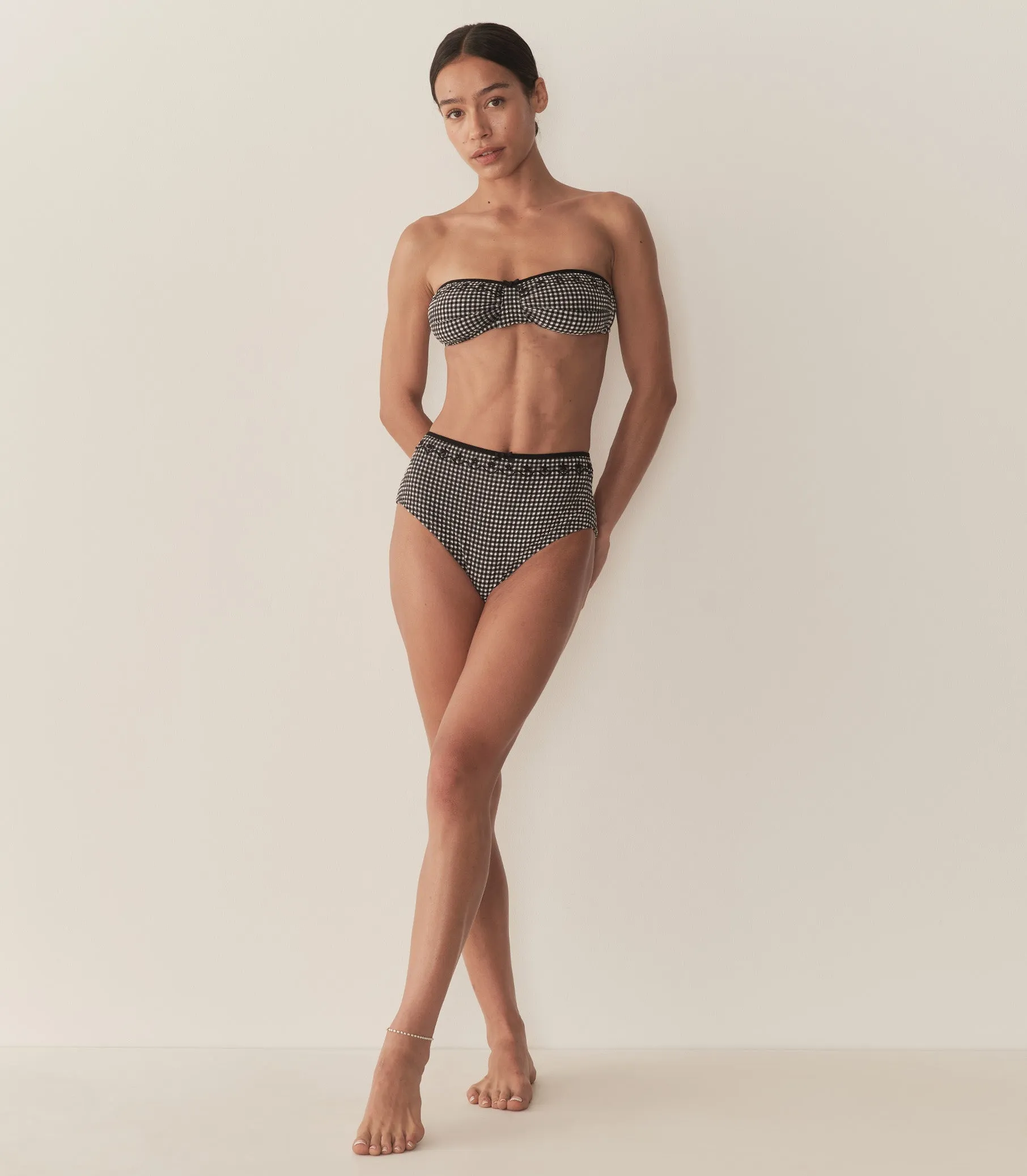 ALEX HIGH WAIST BIKINI BOTTOM -- LA MADDALENA GINGHAM sold by Doen product image thumbnail 5