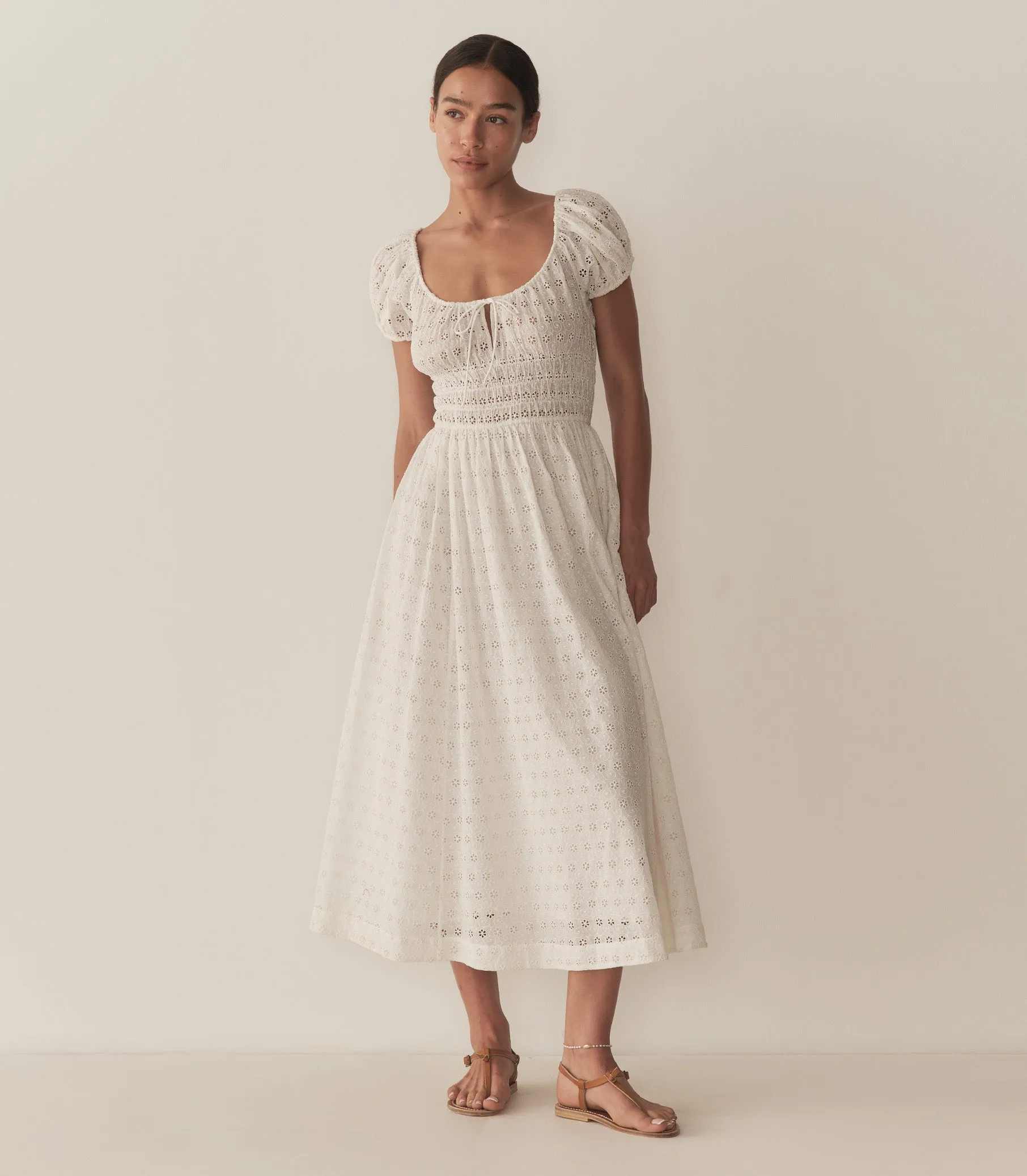 QUINN DRESS -- SALT EYELET sold by Doen