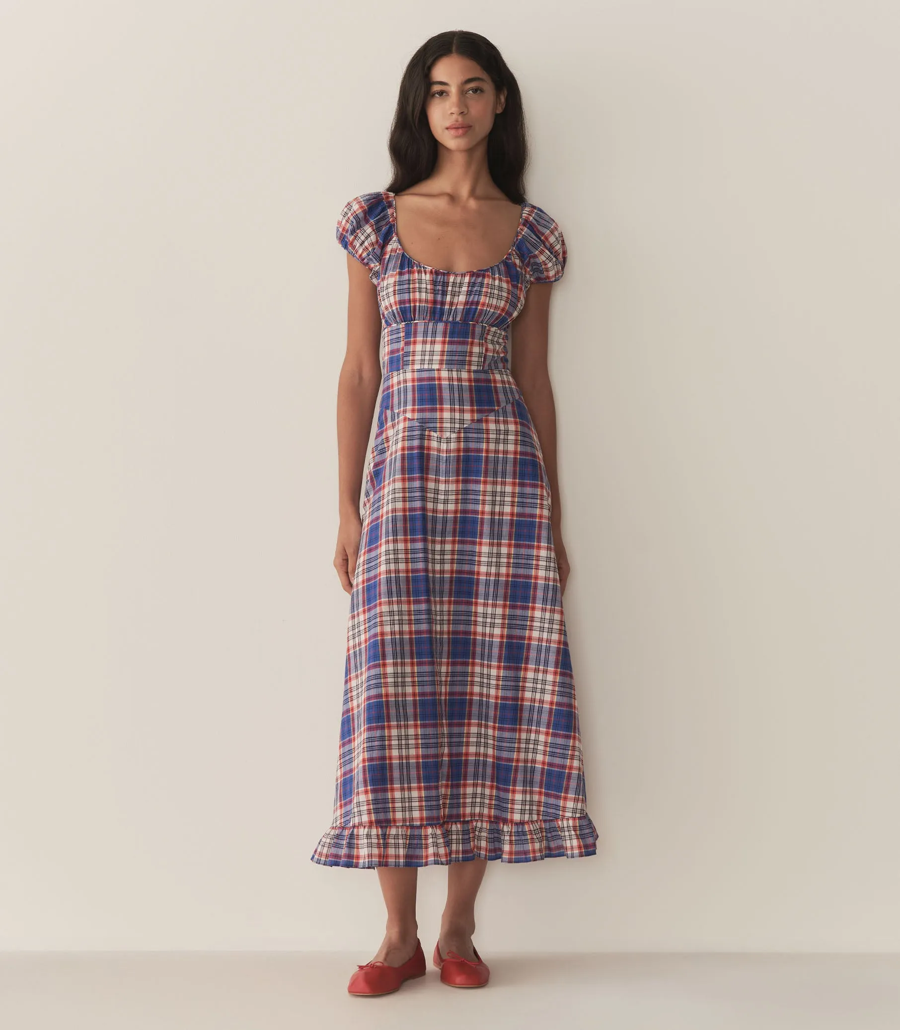RAMONA DRESS -- COTE D’AZUR PLAID sold by Doen
