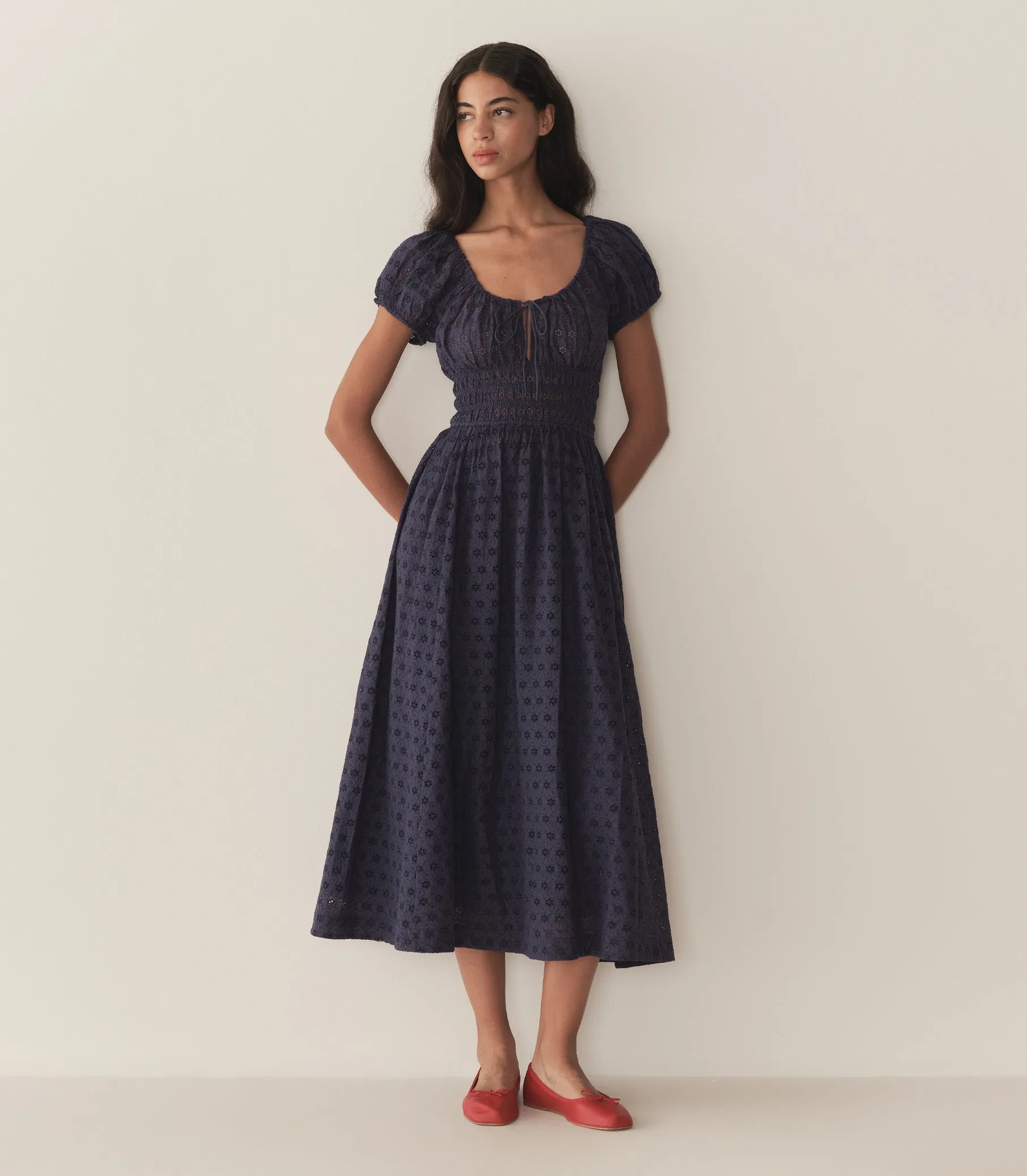 QUINN DRESS -- ADRIATIC EYELET sold by Doen