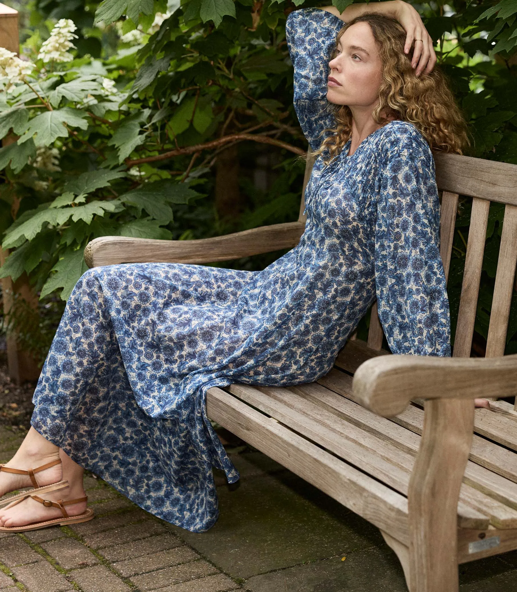 NAYELI DRESS -- BLEU SOLEIL FLEURIT sold by Doen product image thumbnail 3