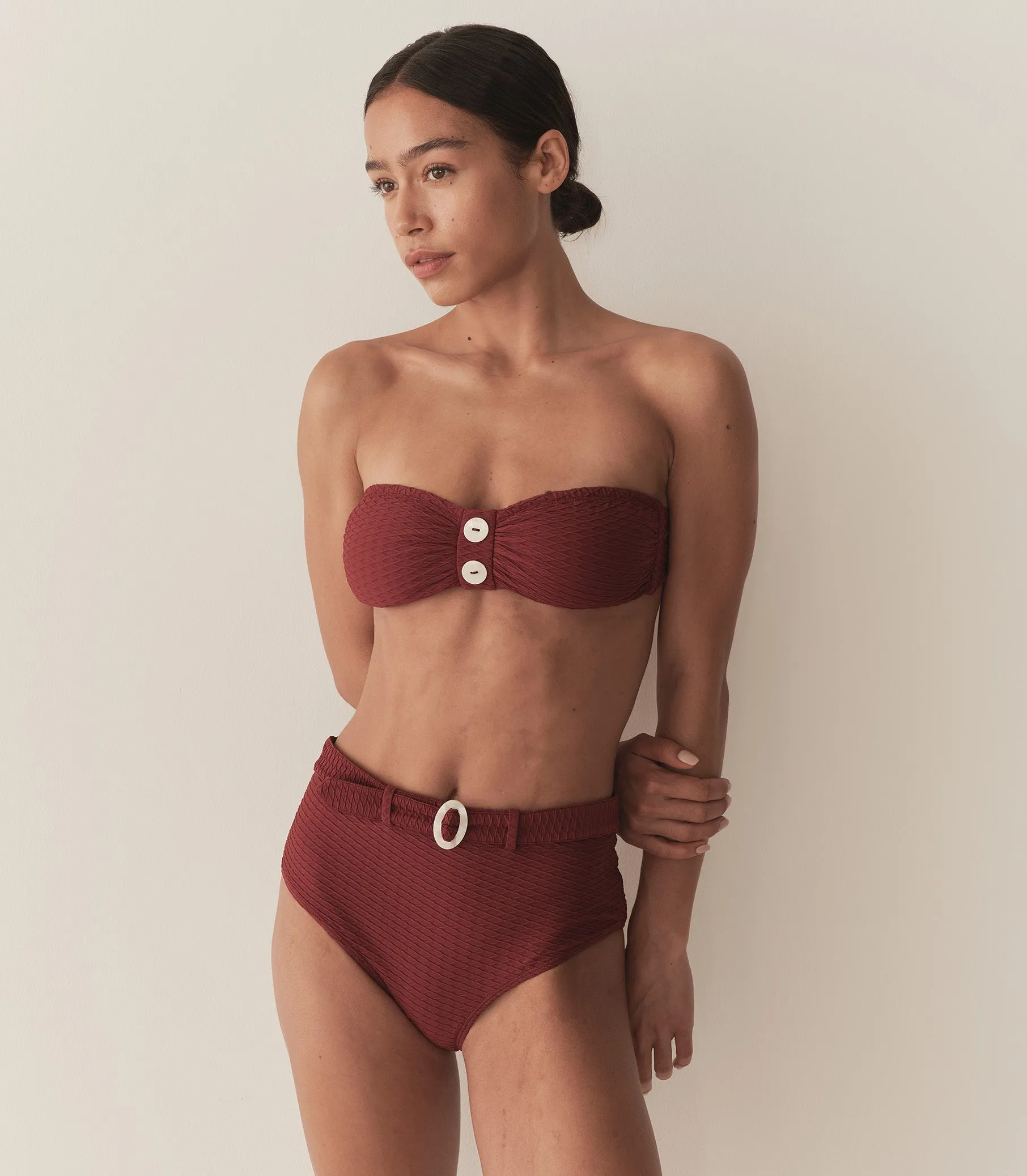 EVORA BIKINI BOTTOM -- DEEP SUMAC sold by Doen