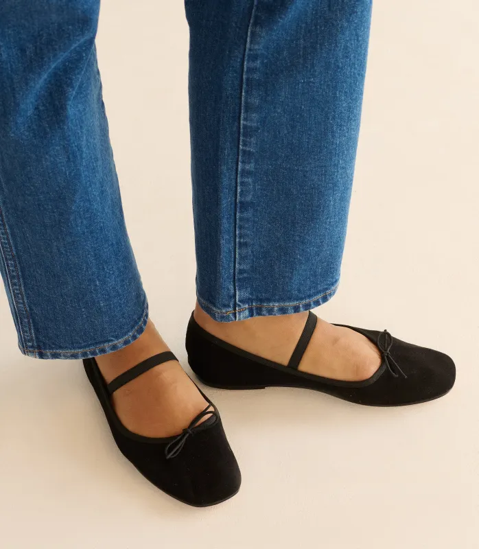 ELENI MARY JANE -- BLACK SUEDE made by Doen