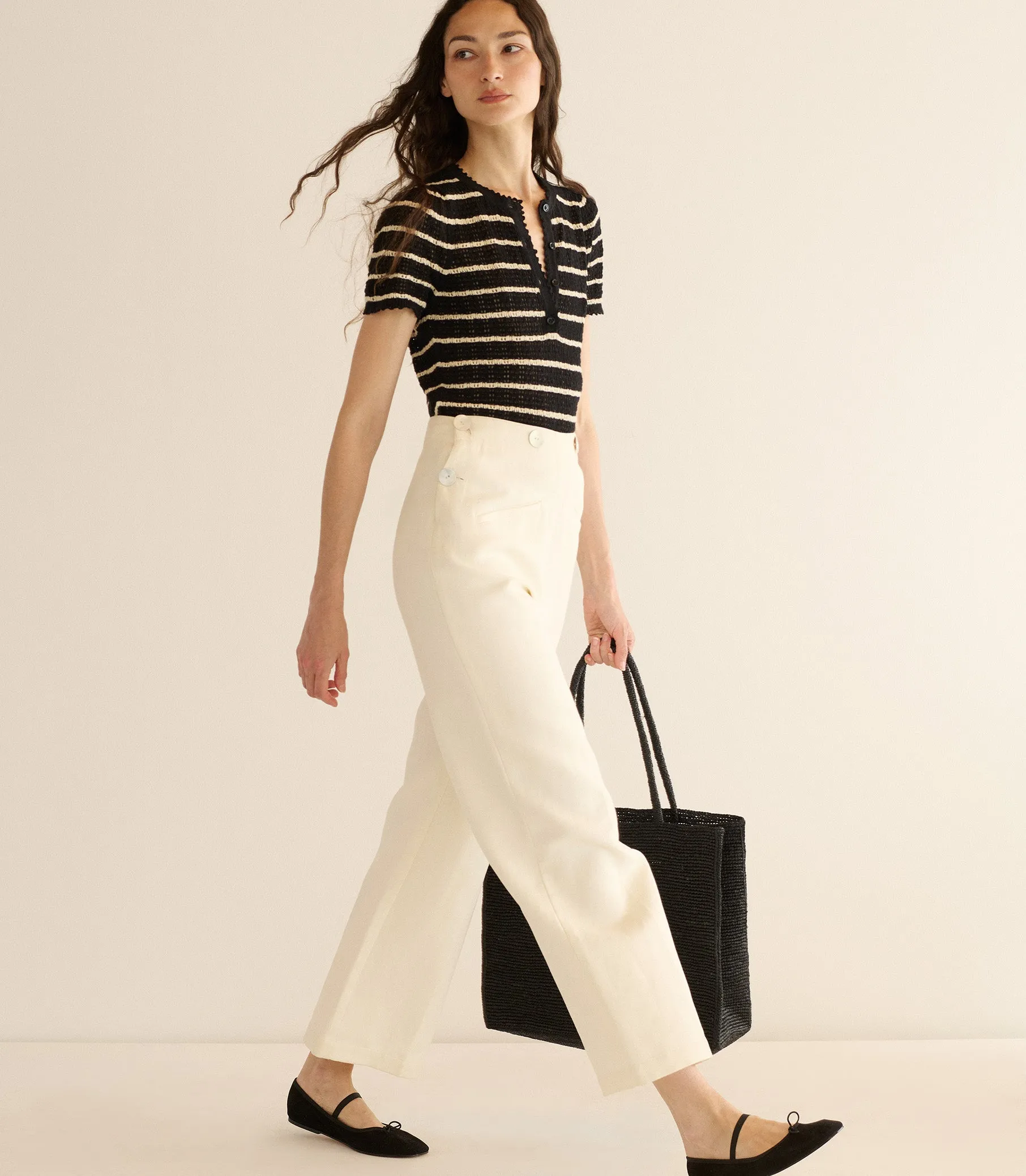 BRANDIE TOP -- NOIR ALLAIRE STRIPE sold by Doen