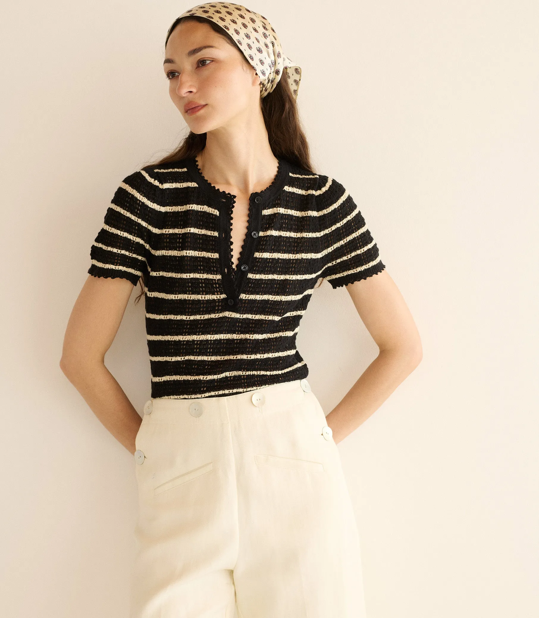 BRANDIE TOP -- NOIR ALLAIRE STRIPE sold by Doen product image thumbnail 2