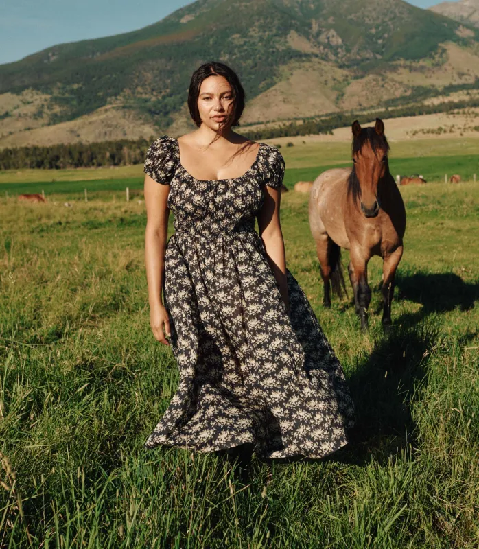 QUINLEY DRESS -- NOIR ROSIER FLORAL sold by Doen