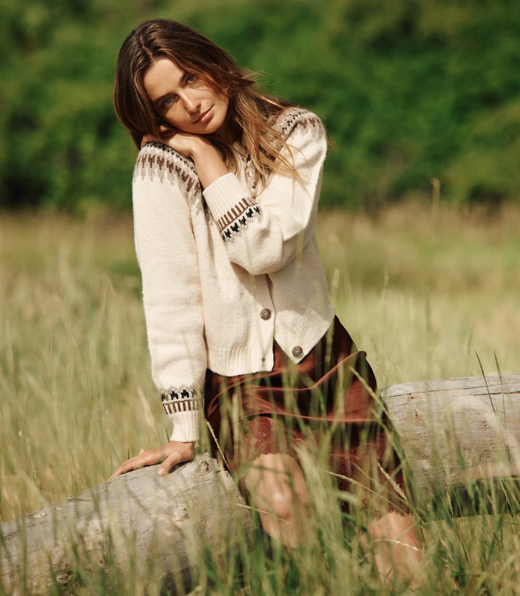 CLARKE CARDIGAN -- OATMEAL OLYMPIA FAIR ISLE sold by Doen product image thumbnail 2