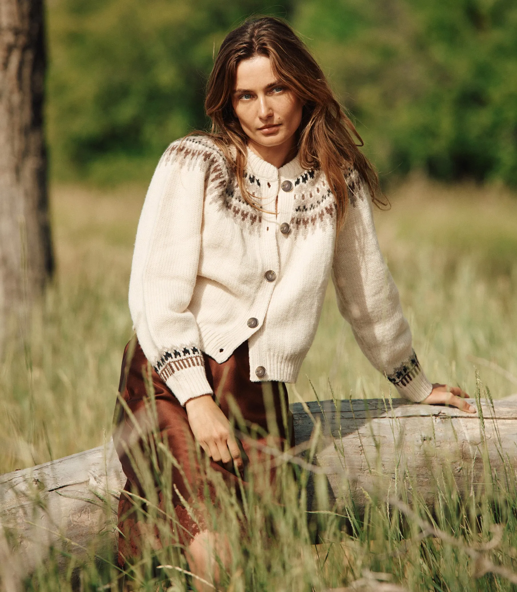 CLARKE CARDIGAN -- OATMEAL OLYMPIA FAIR ISLE sold by Doen product image thumbnail 3