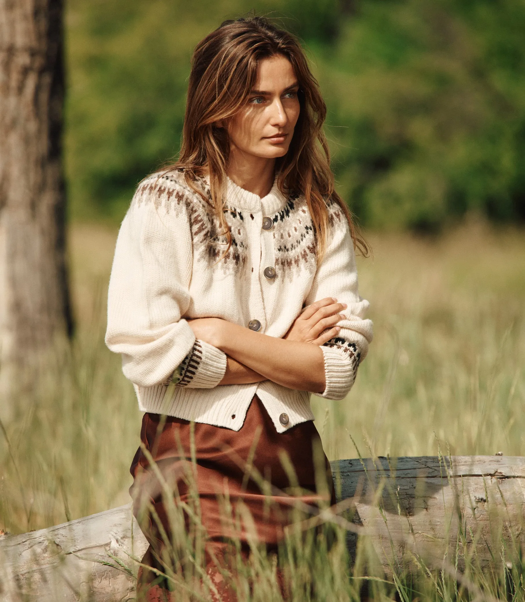 CLARKE CARDIGAN -- OATMEAL OLYMPIA FAIR ISLE sold by Doen product image thumbnail 4