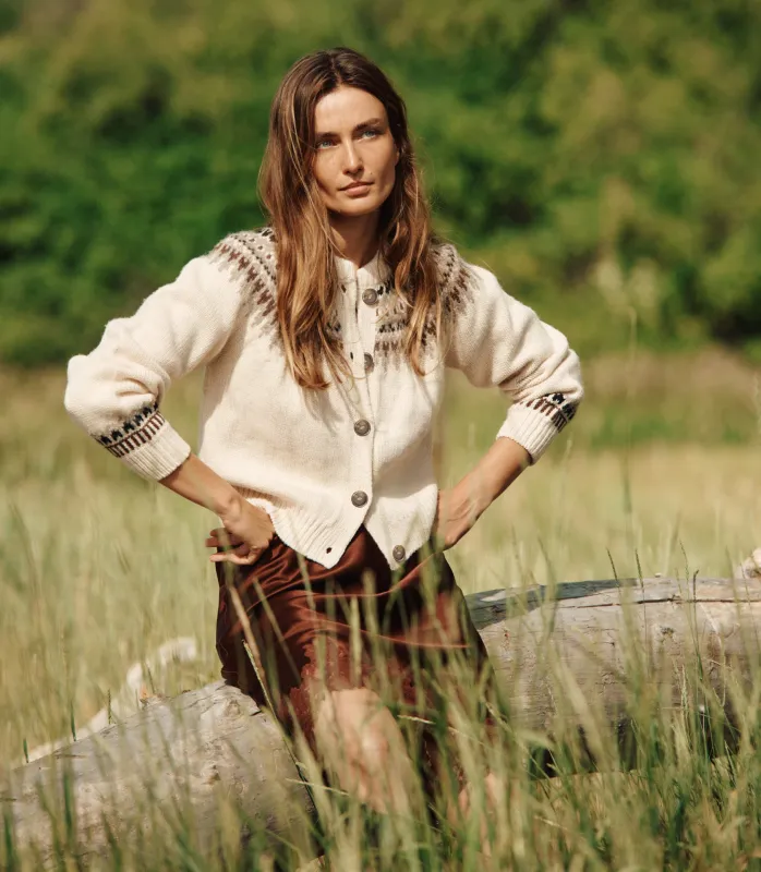 CLARKE CARDIGAN -- OATMEAL OLYMPIA FAIR ISLE sold by Doen