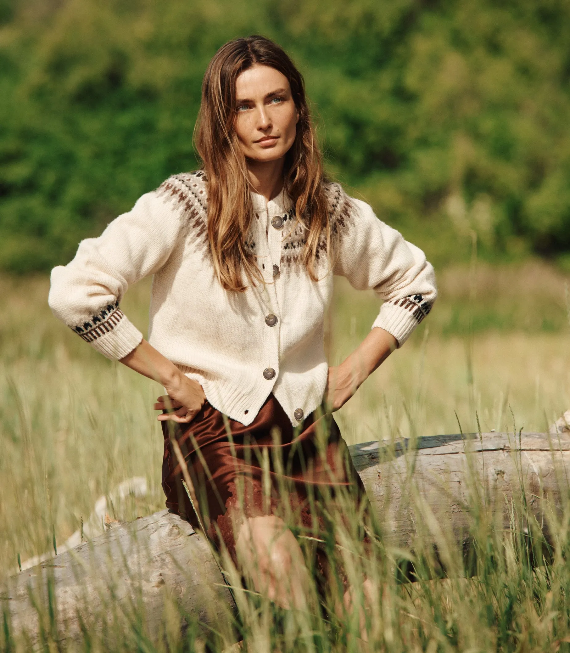 CLARKE CARDIGAN -- OATMEAL OLYMPIA FAIR ISLE sold by Doen