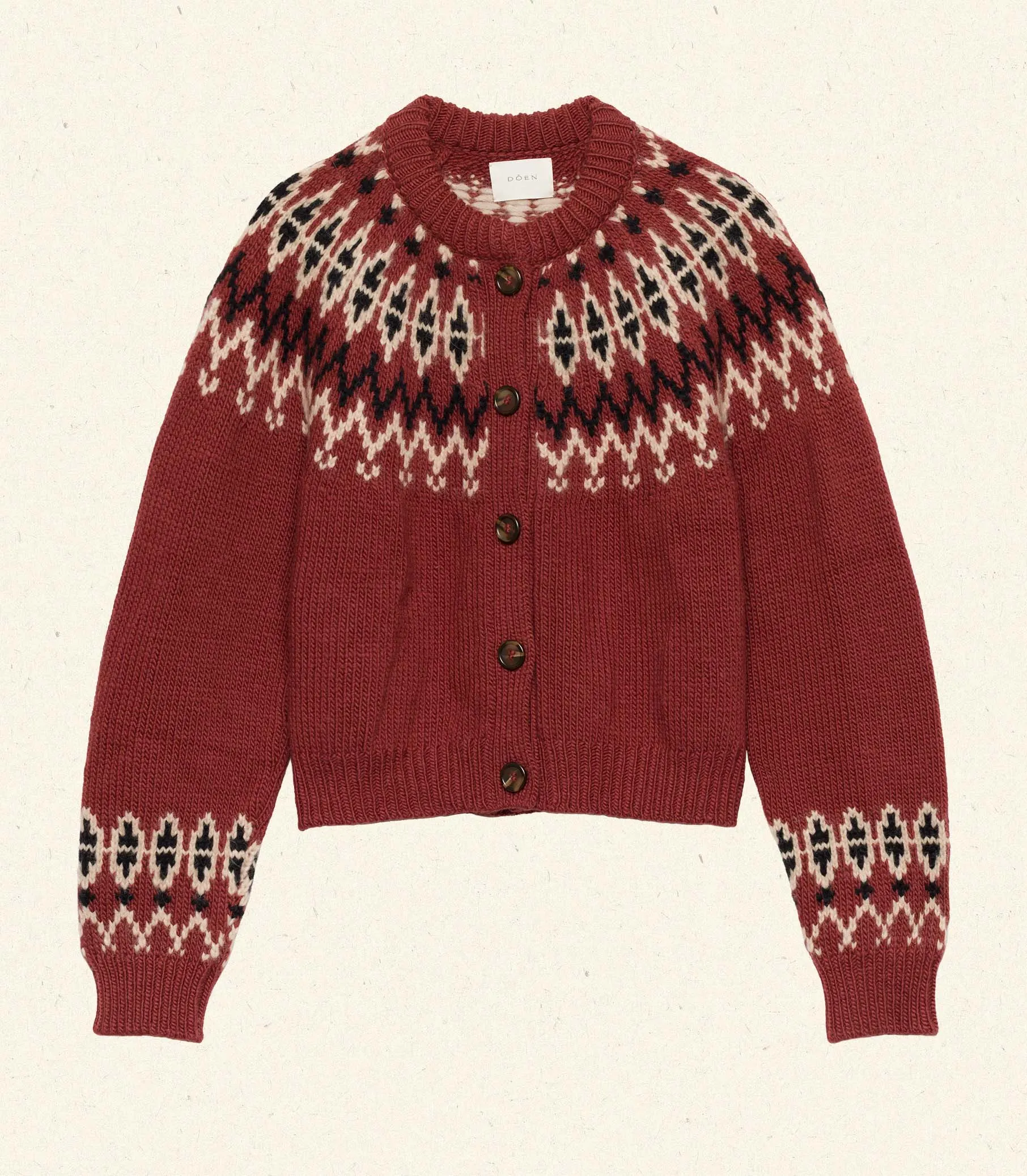 CLARKE CARDIGAN -- BURGUNDY OLYMPIA FAIR ISLE sold by Doen product image thumbnail 5