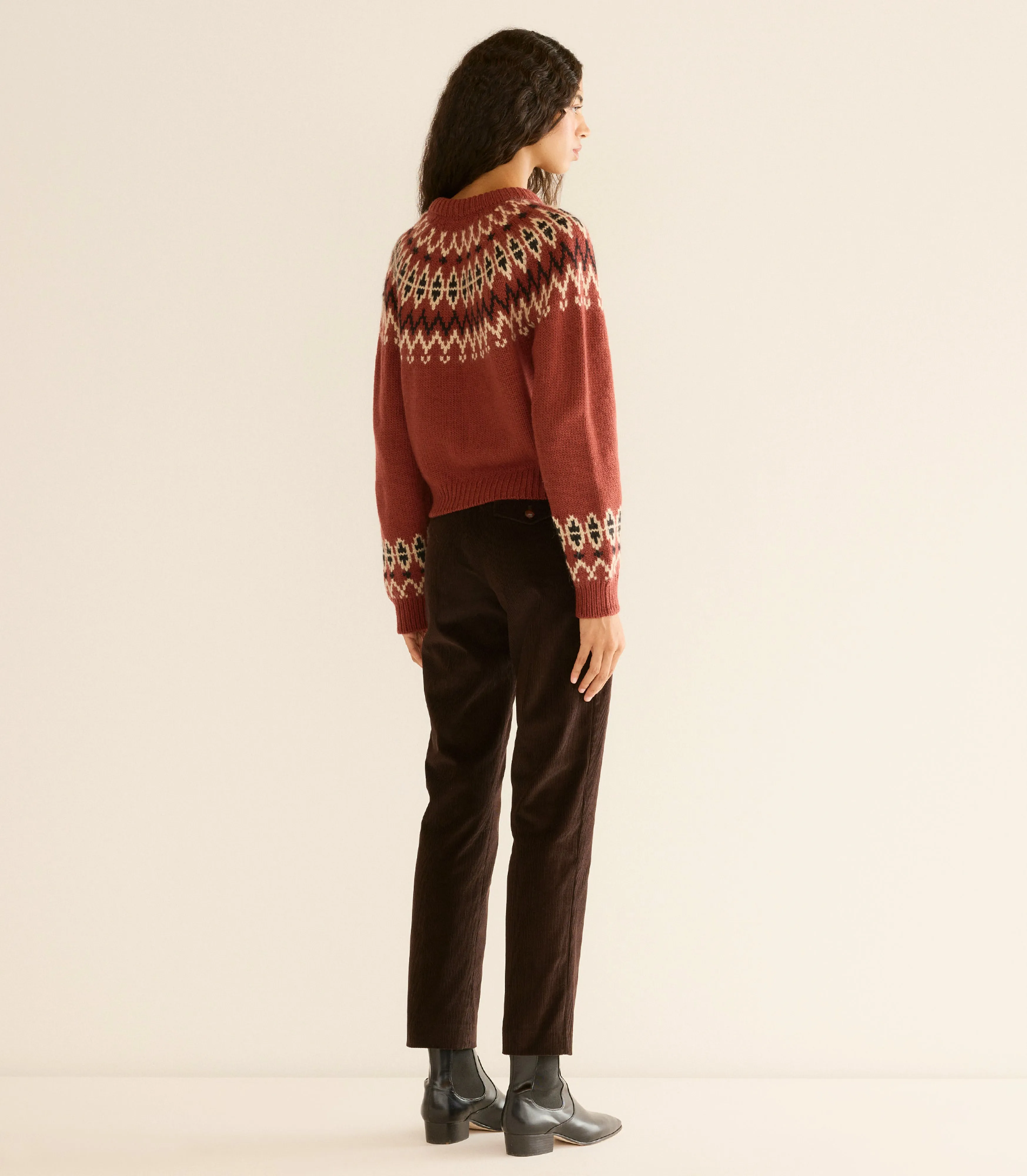 CLARKE CARDIGAN -- BURGUNDY OLYMPIA FAIR ISLE sold by Doen product image thumbnail 4