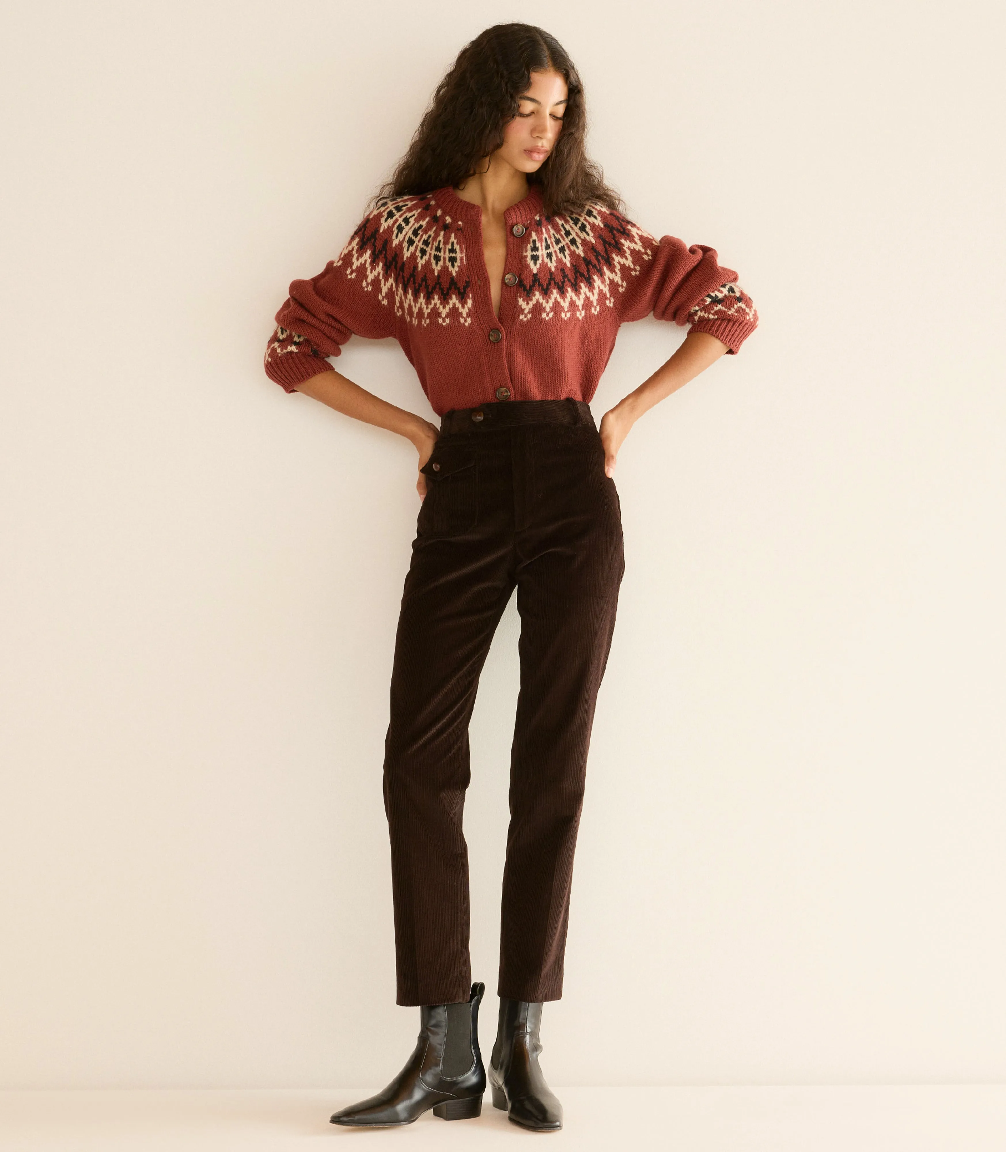 CLARKE CARDIGAN -- BURGUNDY OLYMPIA FAIR ISLE sold by Doen product image thumbnail 2