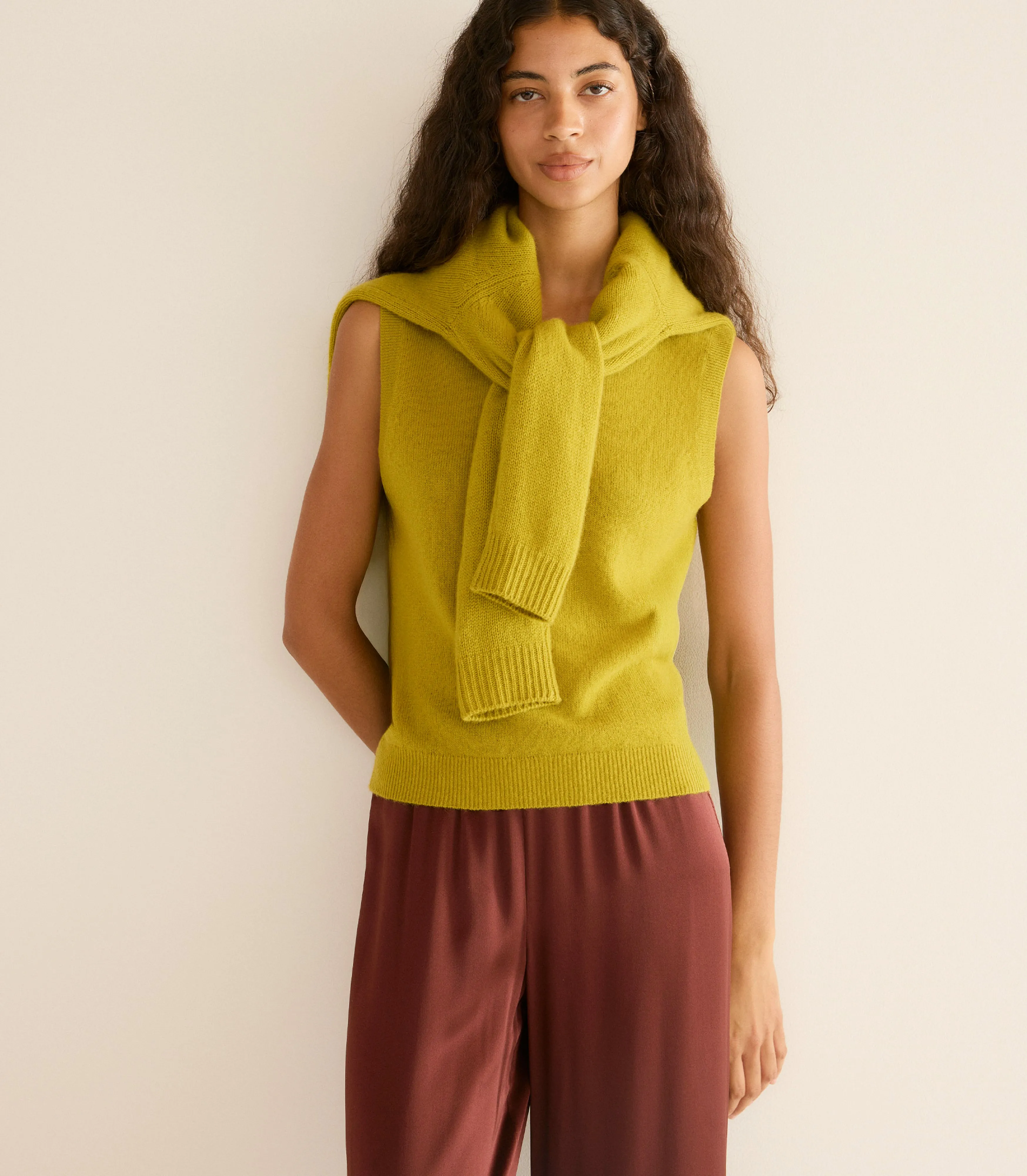 DAMIA CASHMERE VEST -- ANTIQUE MOSS sold by Doen