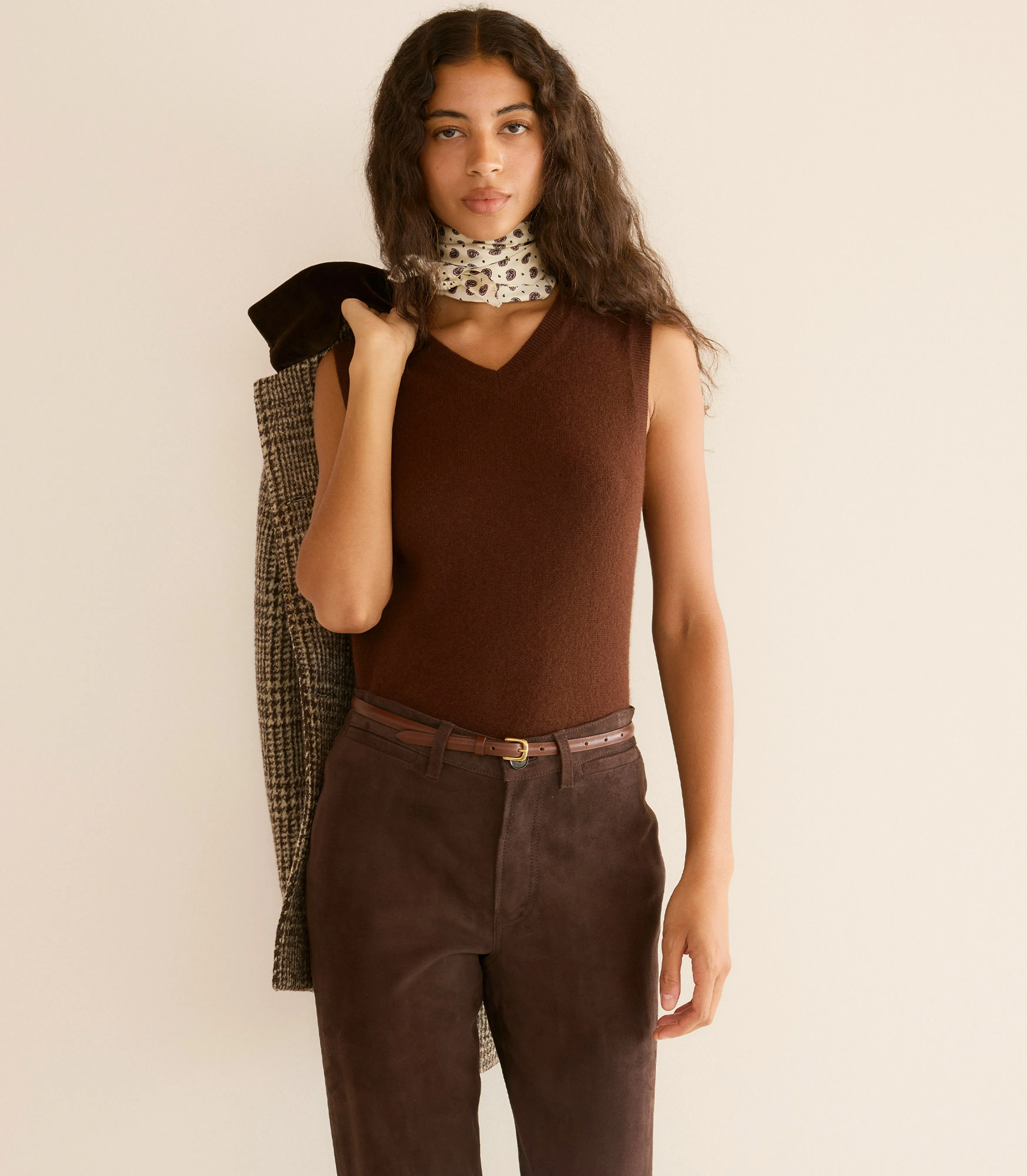 DAMIA CASHMERE VEST -- DARK UMBER sold by Doen product image thumbnail 3