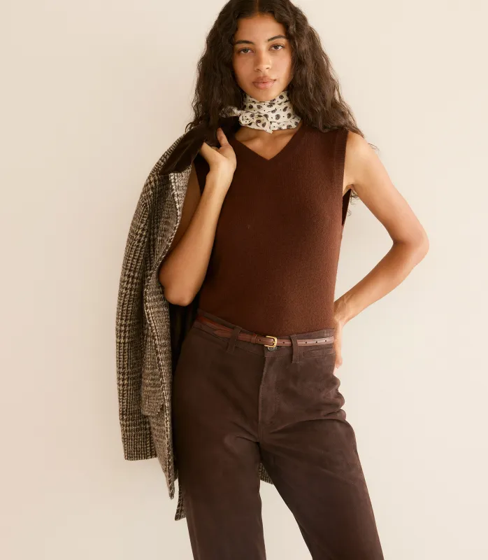 DAMIA CASHMERE VEST -- DARK UMBER sold by Doen