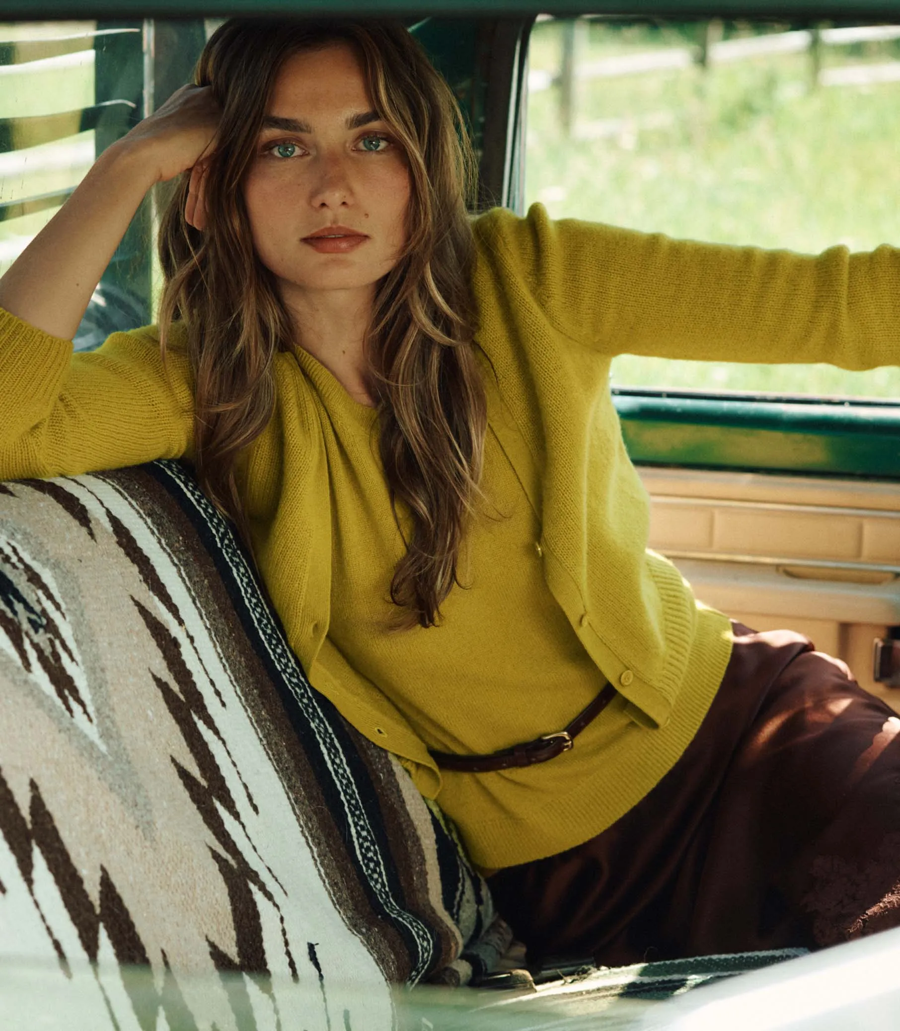 CAMERON CASHMERE CARDIGAN -- ANTIQUE MOSS sold by Doen