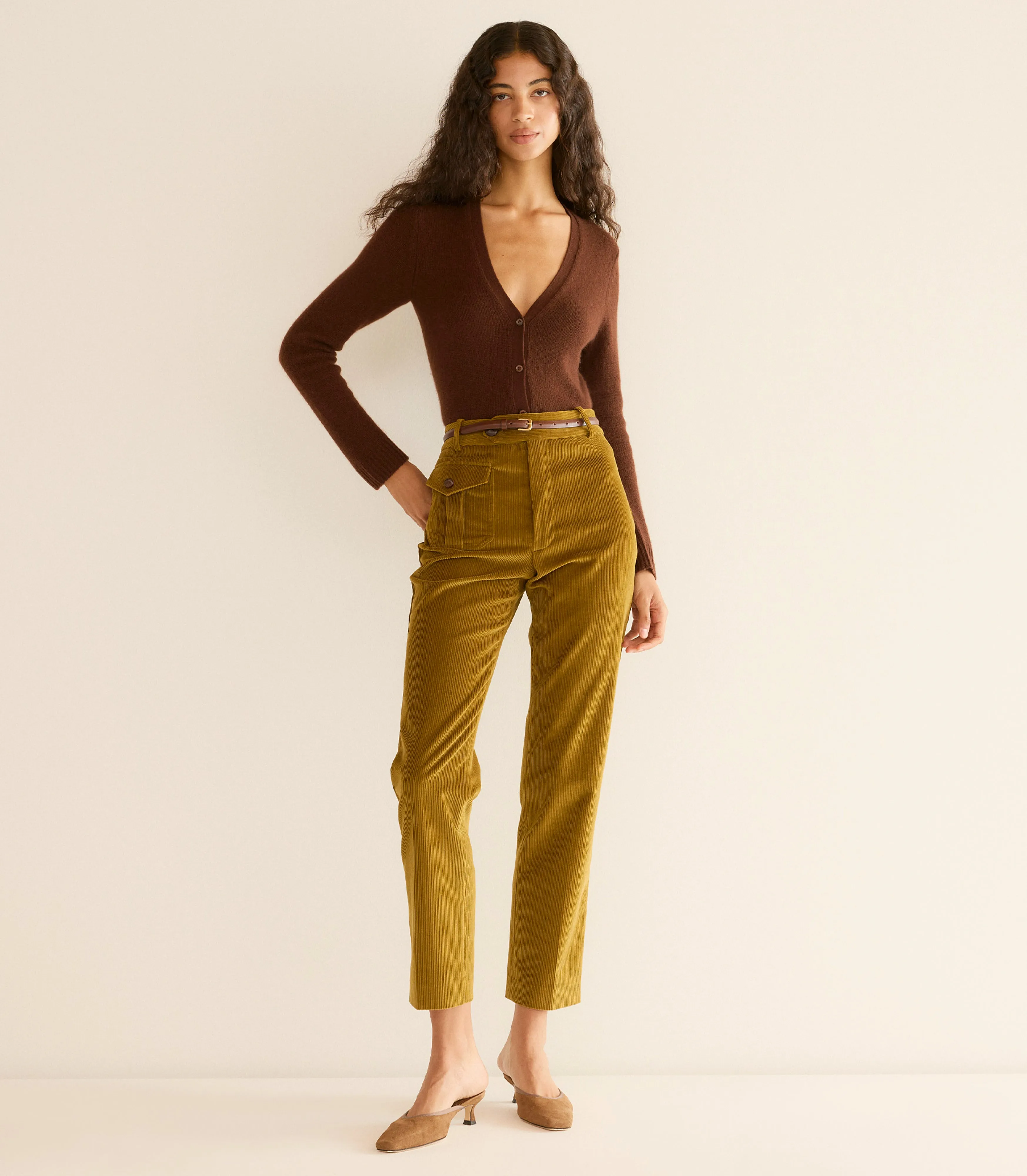 CAMERON CASHMERE CARDIGAN -- DARK UMBER sold by Doen product image thumbnail 2