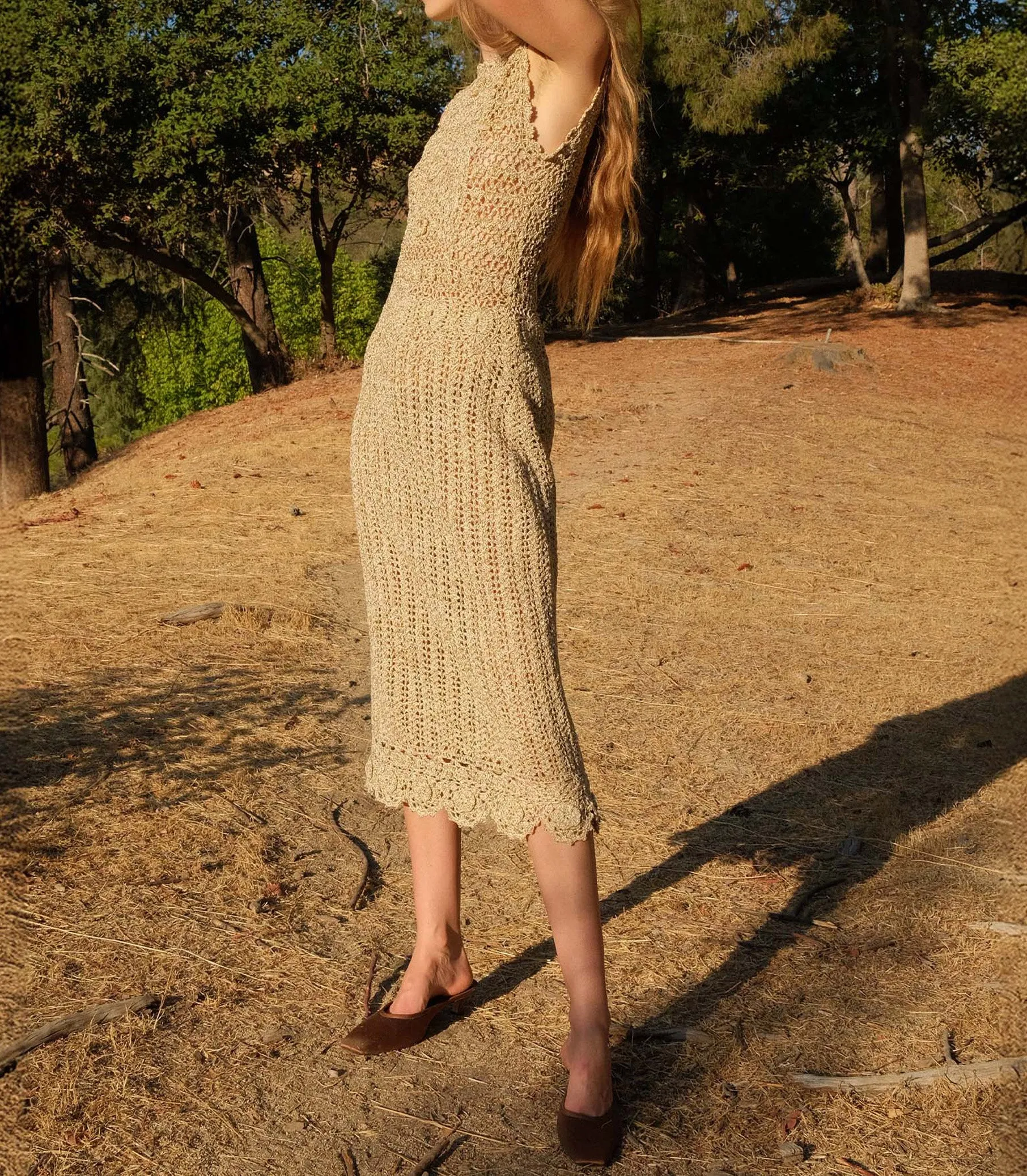 ESMINA DRESS -- METALLIC GOLD sold by Doen