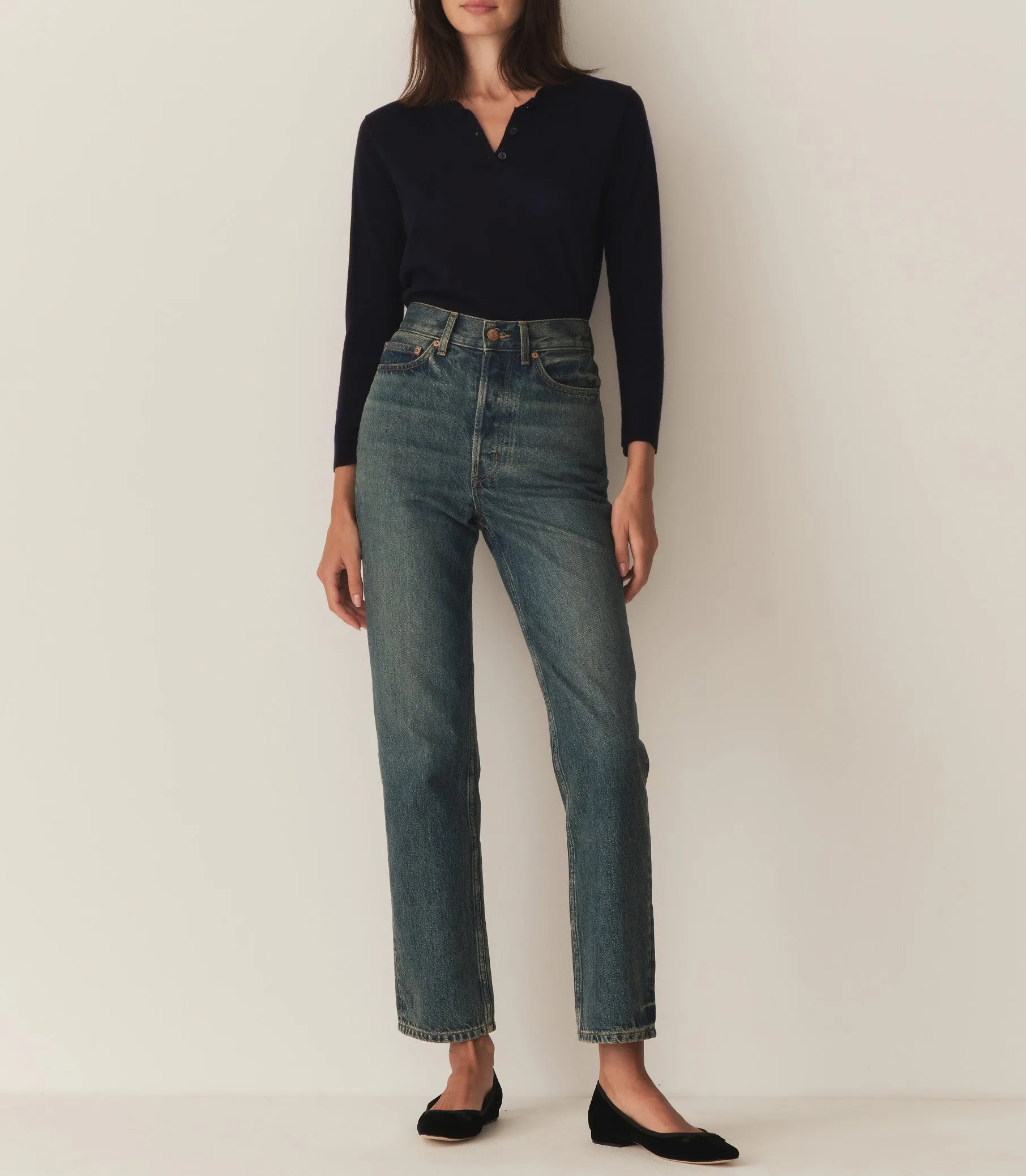 HMD -- ALBANY KNIT HENLEY -- DEEP NAVY sold by Doen product image thumbnail 2