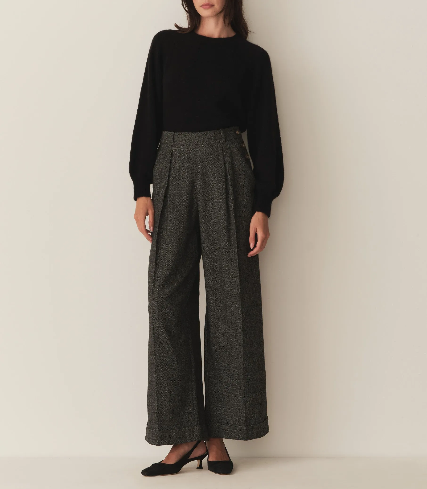 HMD -- LAWRENCE PANT -- BLACK HERRINGBONE sold by Doen product image thumbnail 3