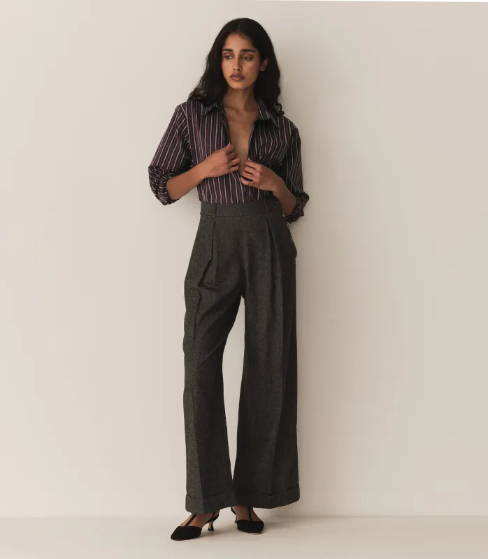 HMD -- LAWRENCE PANT -- BLACK HERRINGBONE made by Doen