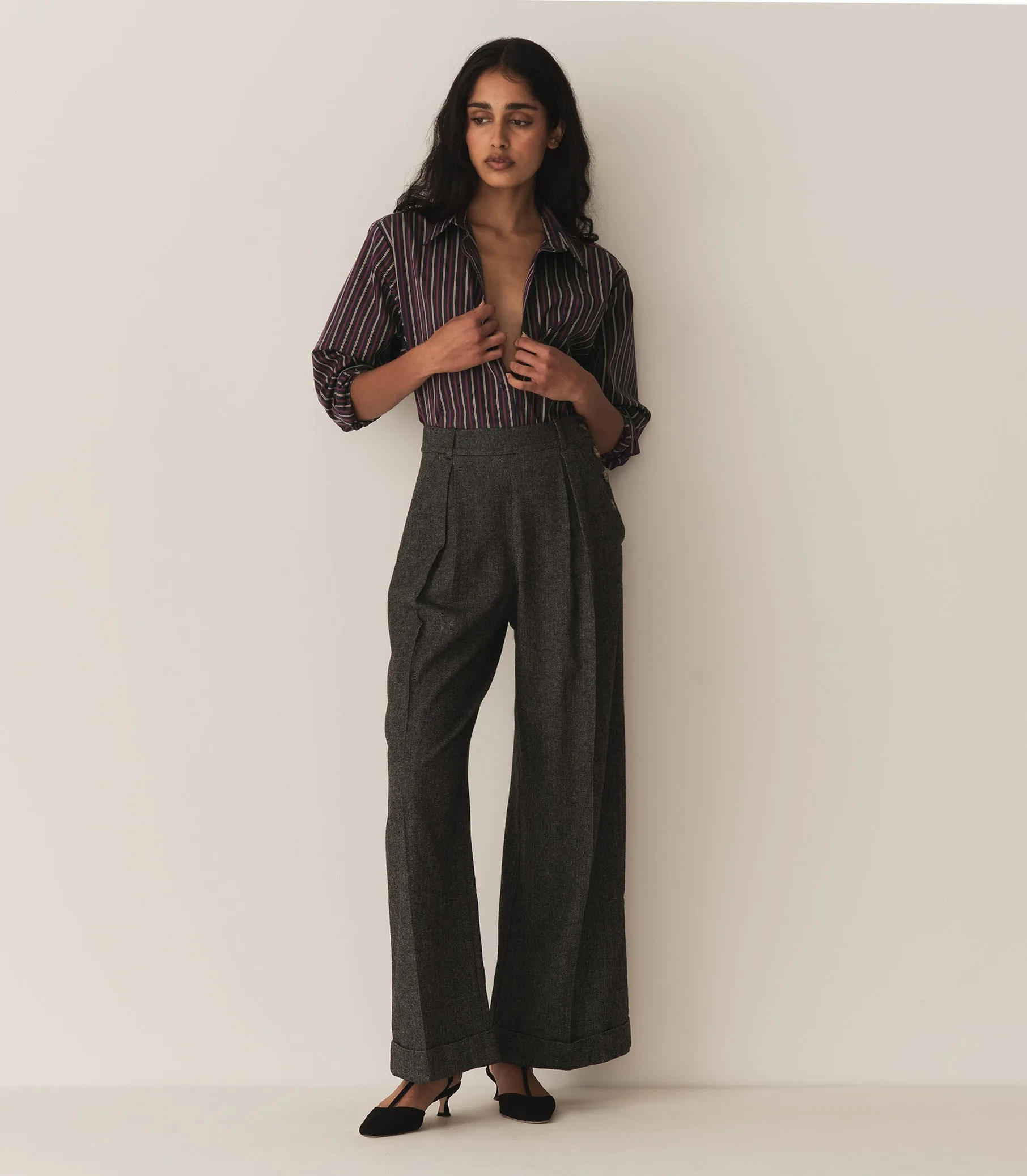 HMD -- LAWRENCE PANT -- BLACK HERRINGBONE sold by Doen