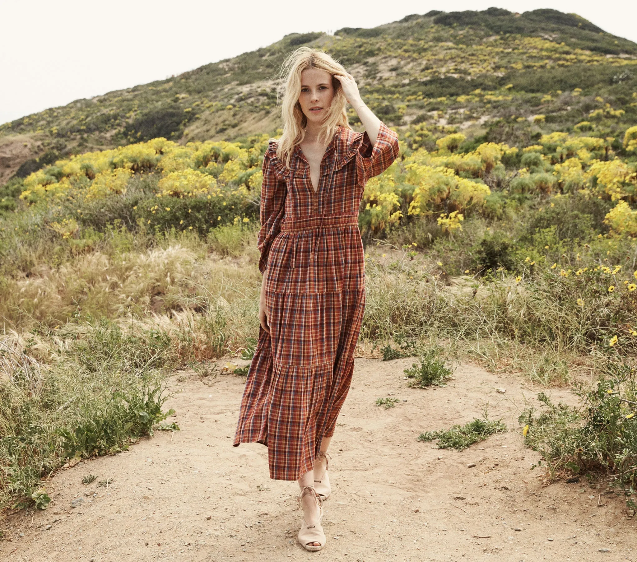 HMD -- HONEY DRESS -- BLUE AUTUMN PLAID sold by Doen