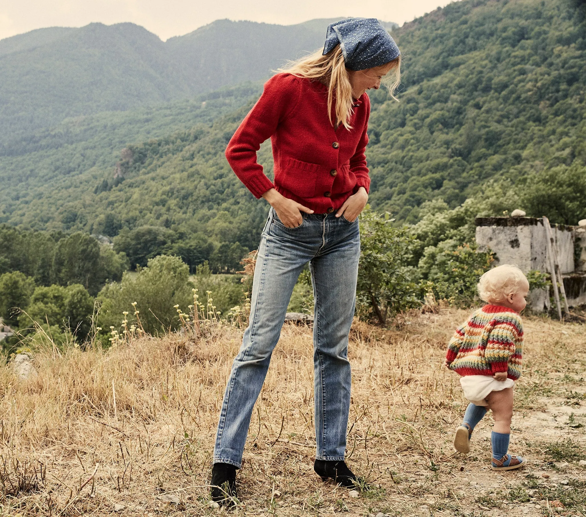 HMD -- RIDGE CARDIGAN SWEATER -- CERISE sold by Doen