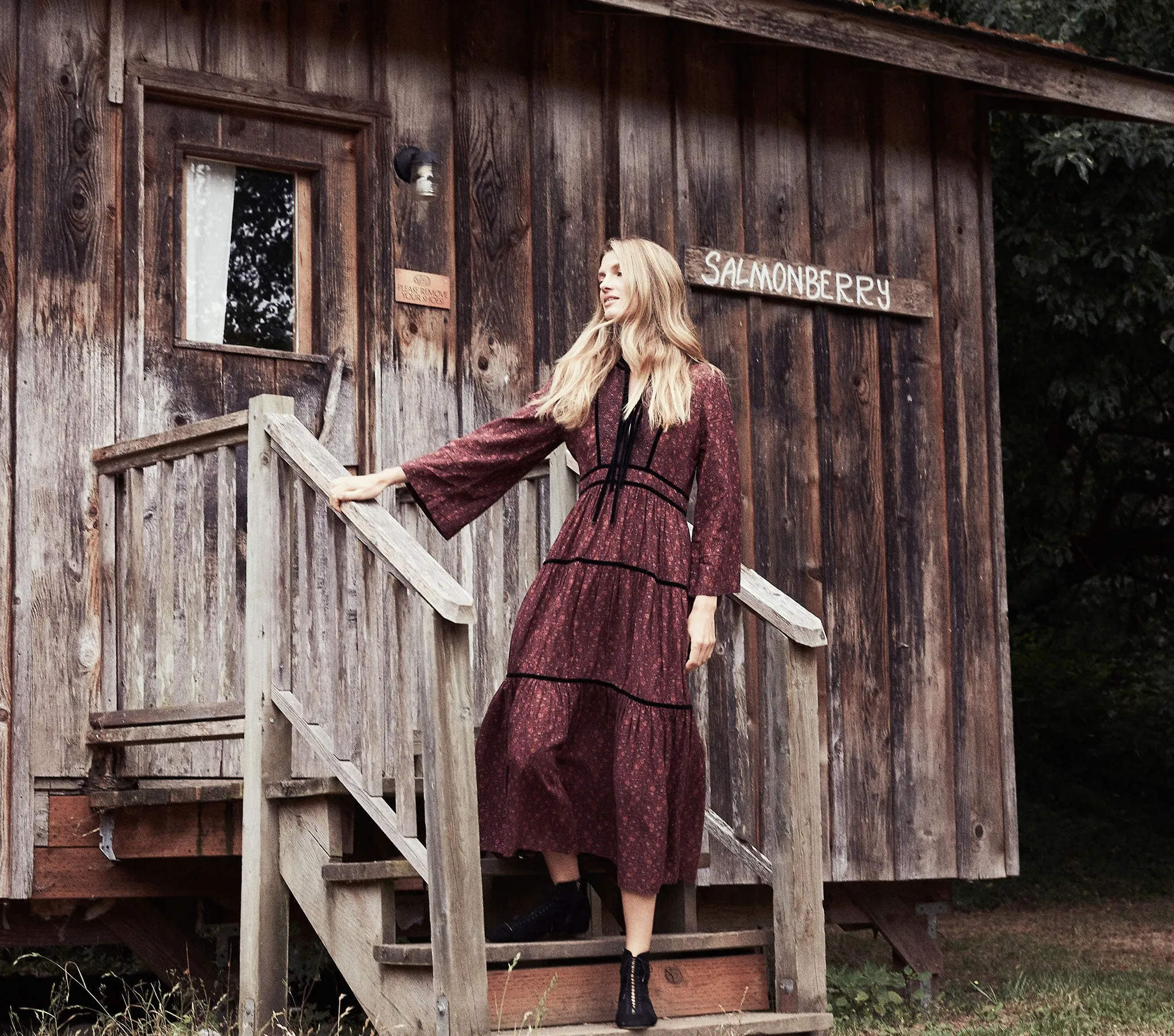 HMD -- ELIX DRESS -- AUBERGINE PRAIRIE PAISLEY sold by Doen product image thumbnail 5