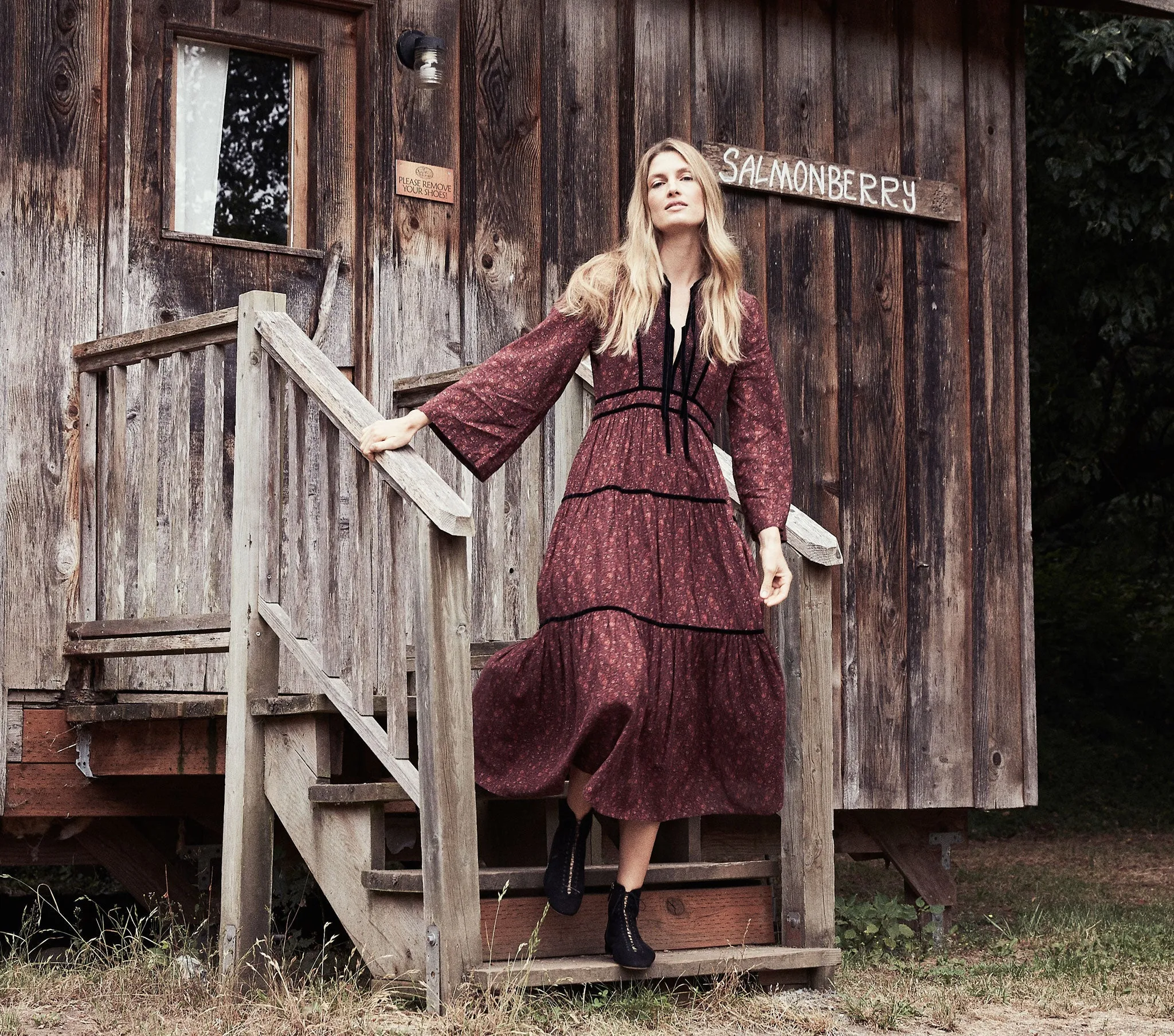 HMD -- ELIX DRESS -- AUBERGINE PRAIRIE PAISLEY sold by Doen product image thumbnail 2