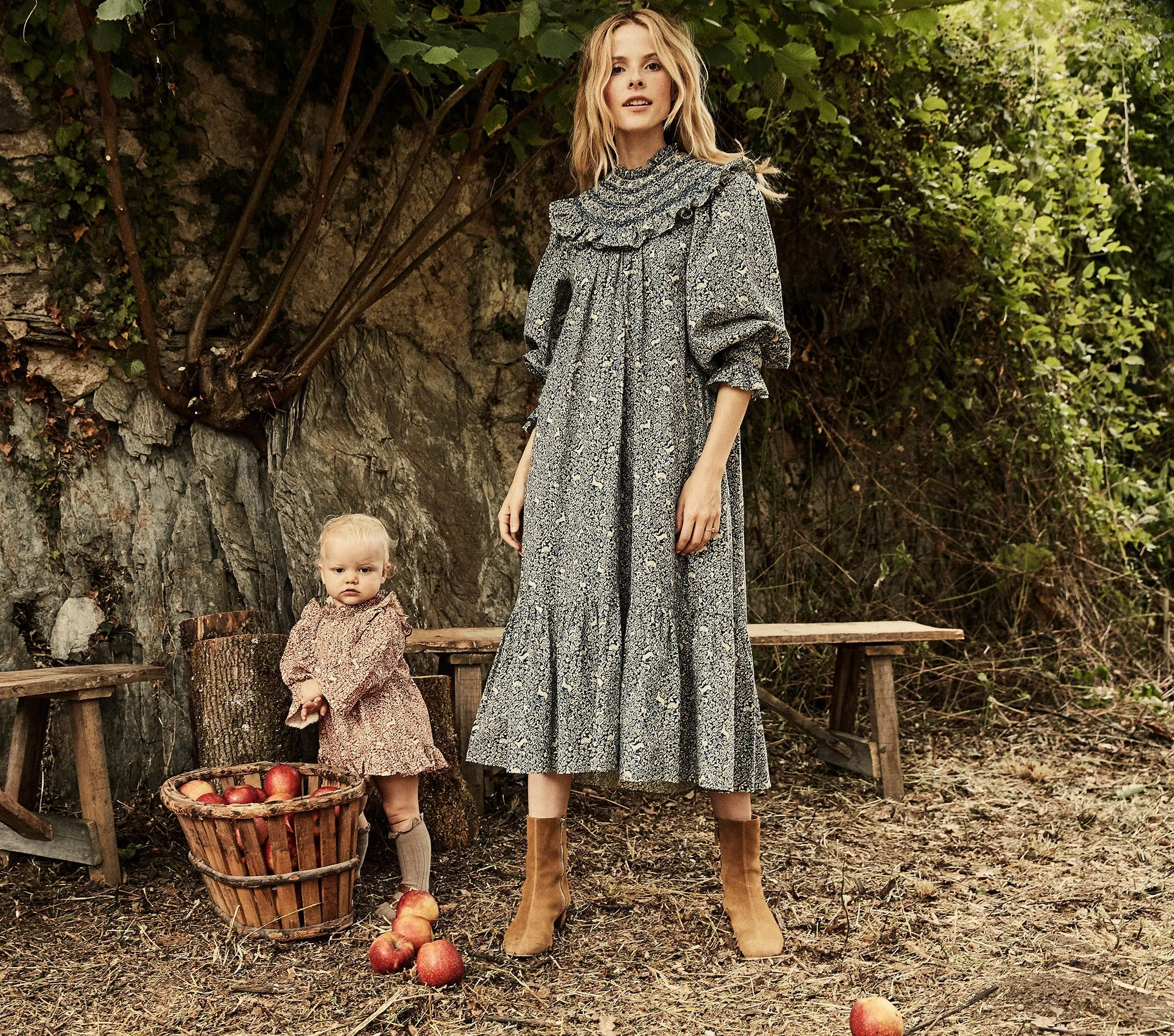 HMD -- ROSETTA DRESS -- CREAM/BLUE PRANCING FAWN FLORAL sold by Doen product image thumbnail 2