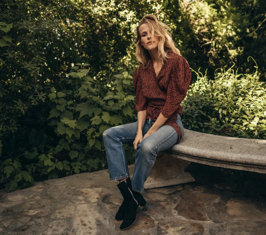 HMD -- AMARANTA TOP -- NAVY/RED CHERRY WILLOW made by Doen