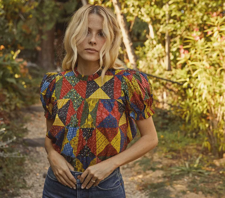 HMD -- ALIDA TOP -- COUNTRYSIDE PATCHWORK PRINT made by Doen