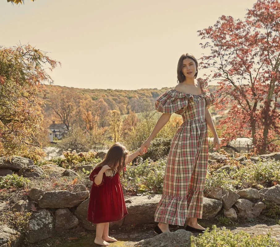 HMD -- MODENA DRESS -- CREAM BRONTE PLAID sold by Doen