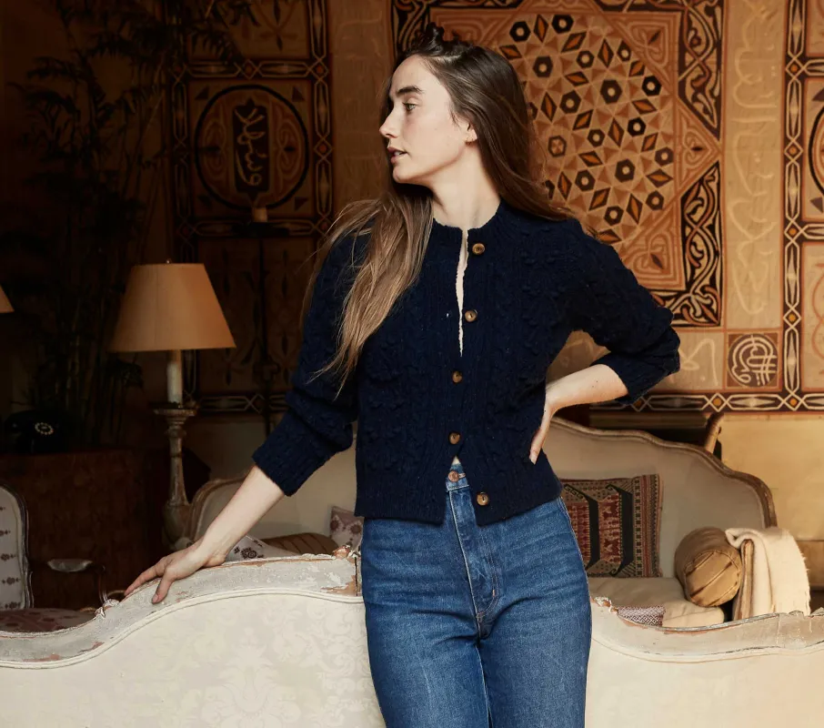 HMD -- VERONA CARDIGAN SWEATER -- NAVY sold by Doen