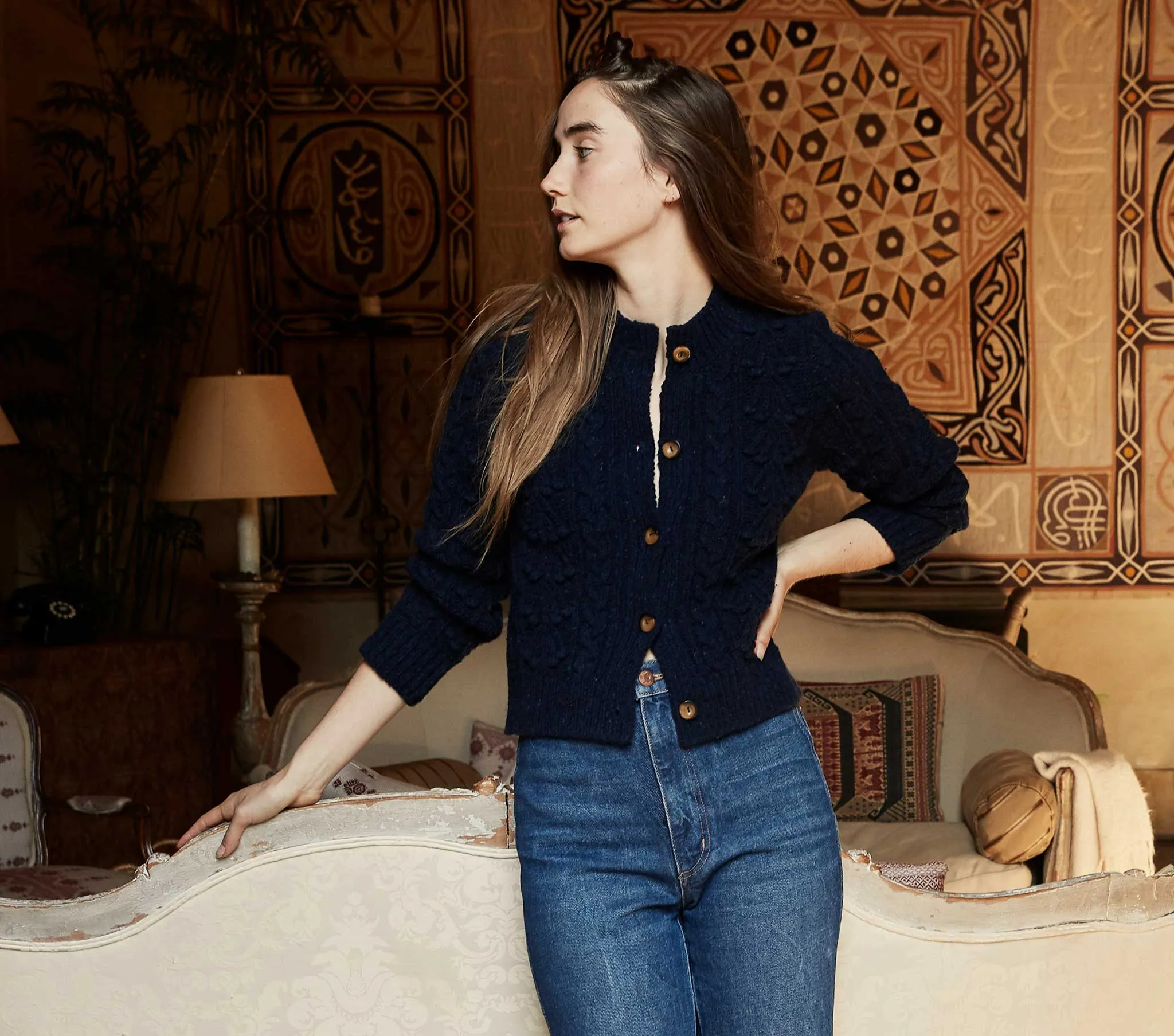 HMD -- VERONA CARDIGAN SWEATER -- NAVY sold by Doen