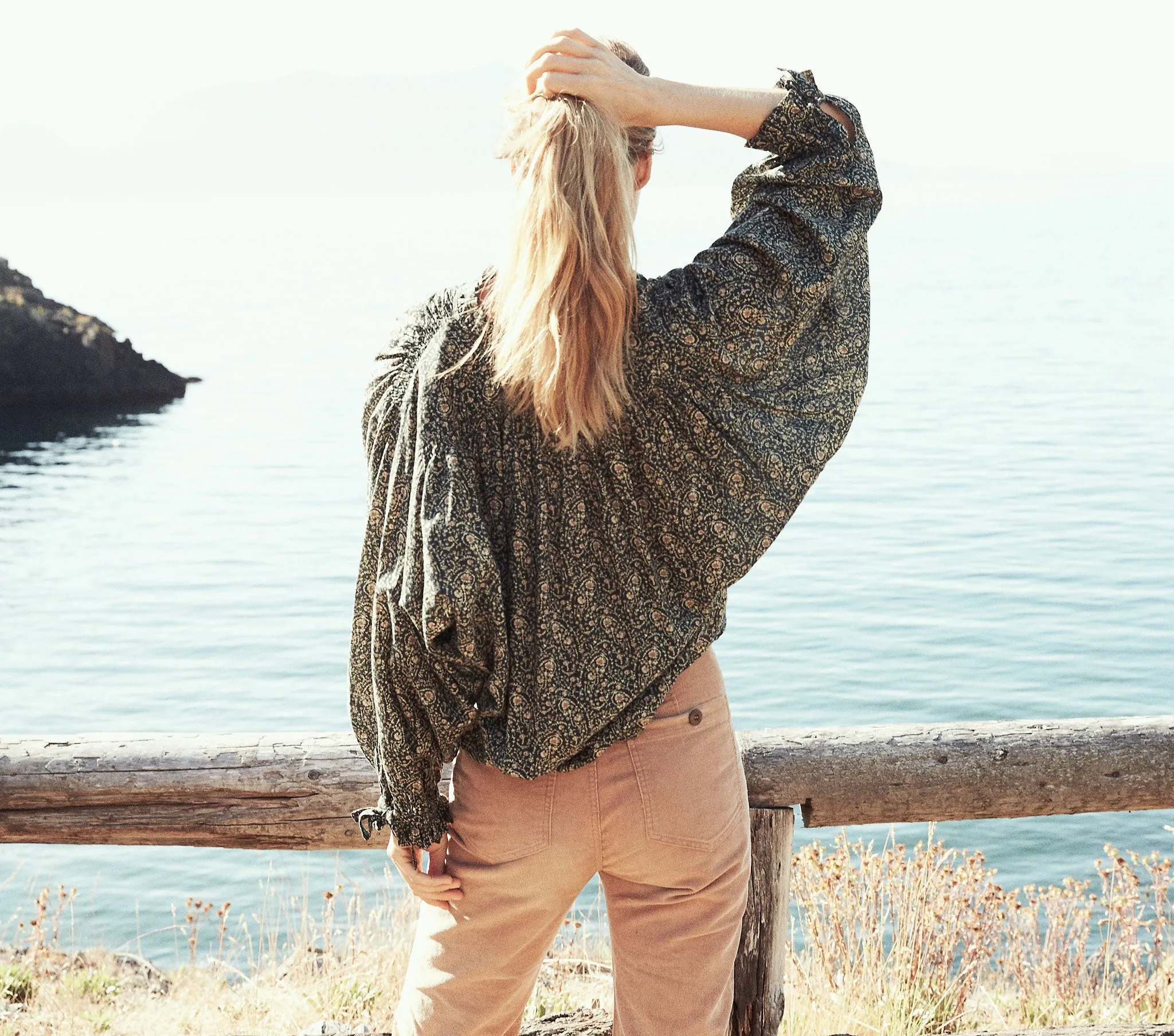 HMD -- ROSE TOP -- BOTANICAL GREEN PRAIRIE PAISLEY sold by Doen product image thumbnail 3