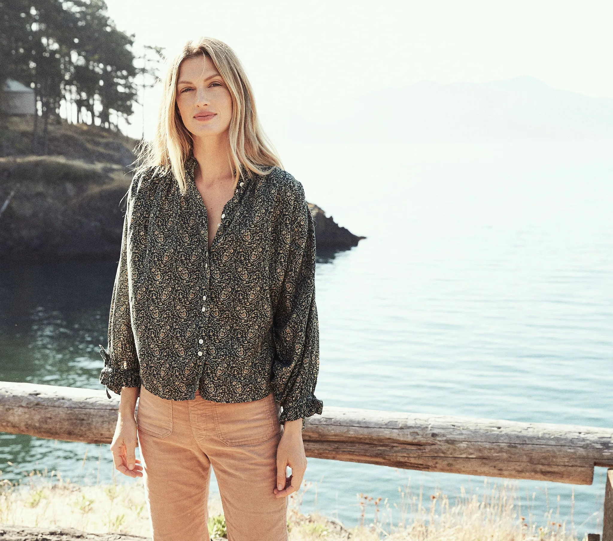 HMD -- ROSE TOP -- BOTANICAL GREEN PRAIRIE PAISLEY sold by Doen product image thumbnail 2