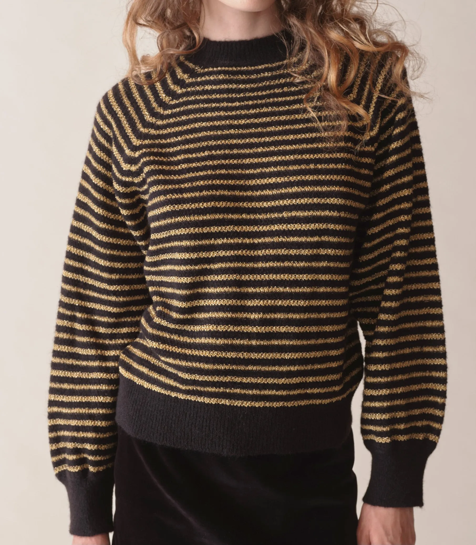 HMD -- MARSENA SWEATER -- BLACK AND GOLD sold by Doen