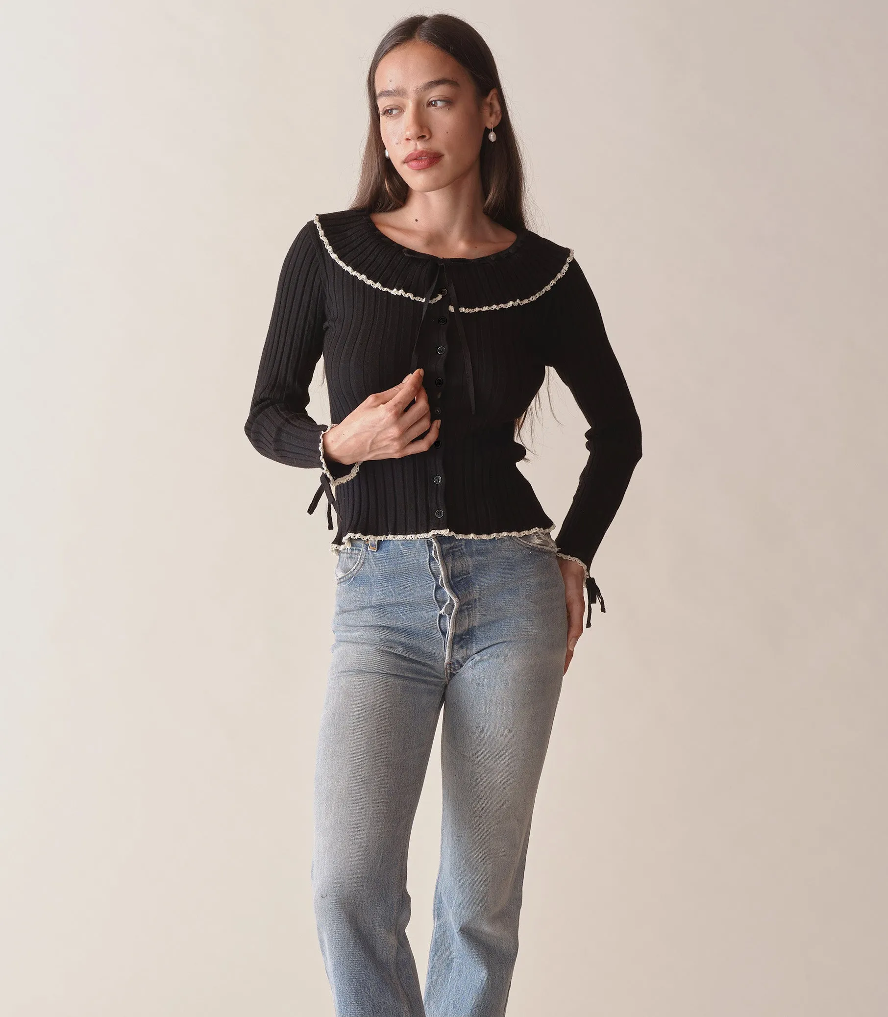 HMD -- EMMANUELLE CARDIGAN -- BLACK sold by Doen product image thumbnail 5