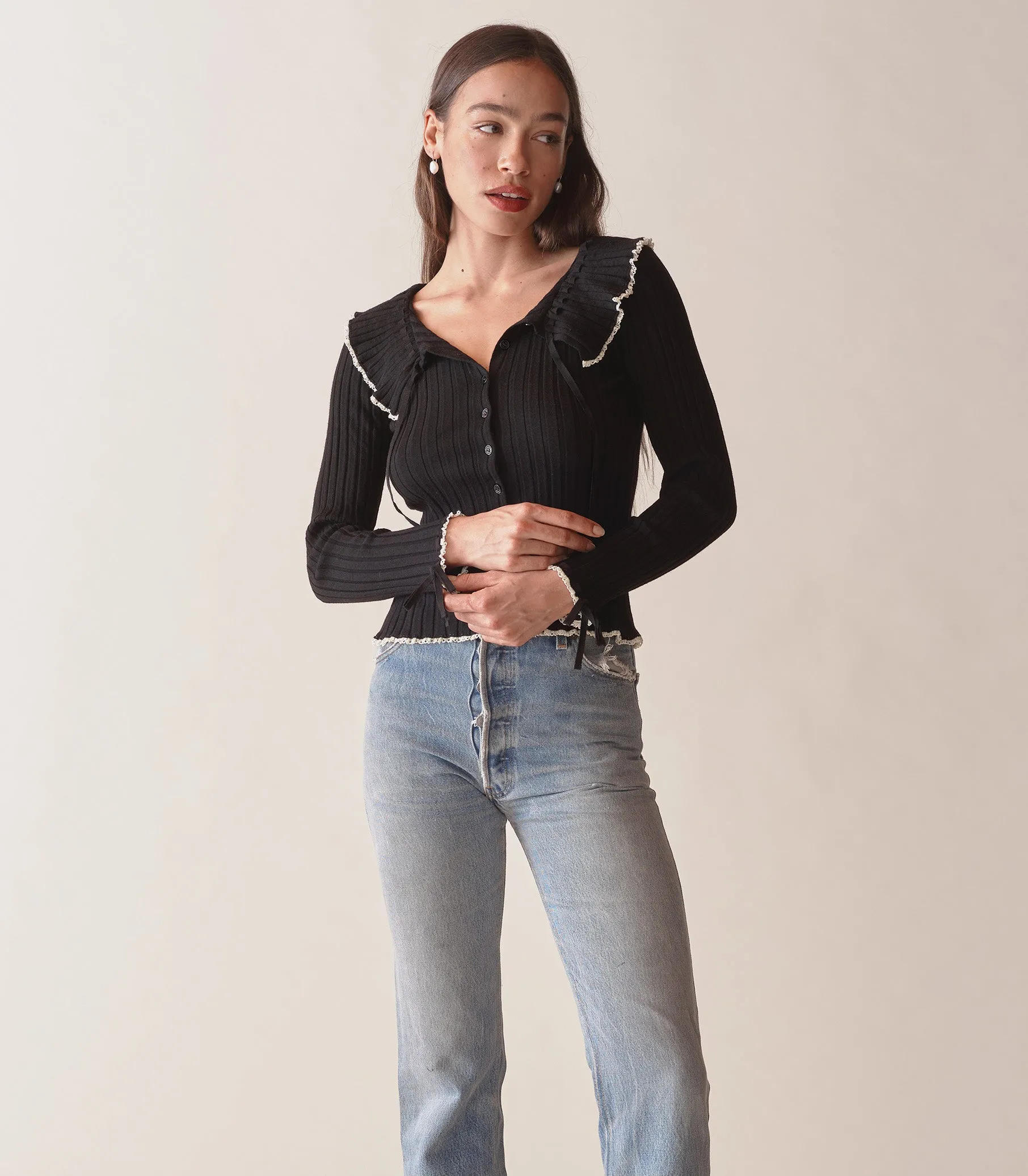 HMD -- EMMANUELLE CARDIGAN -- BLACK sold by Doen product image thumbnail 2