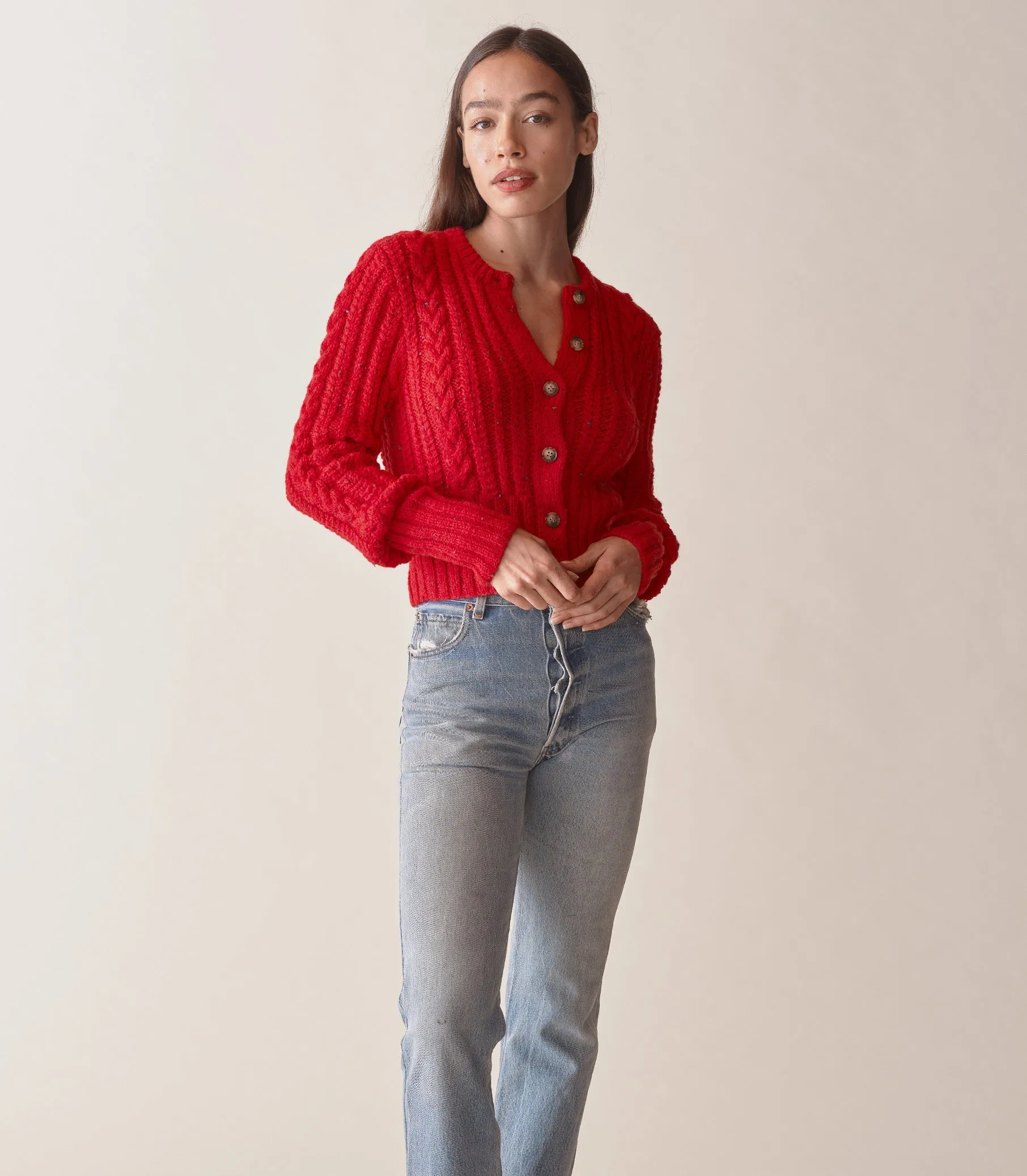 HMD -- AUDREY CARDIGAN -- RED SUMAC sold by Doen product image thumbnail 2